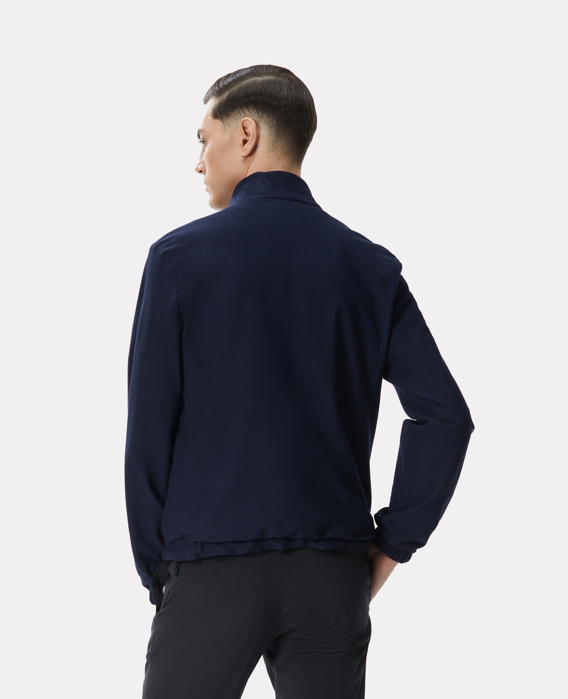 Blue/navy reversible jacket made of techno fabric and wool