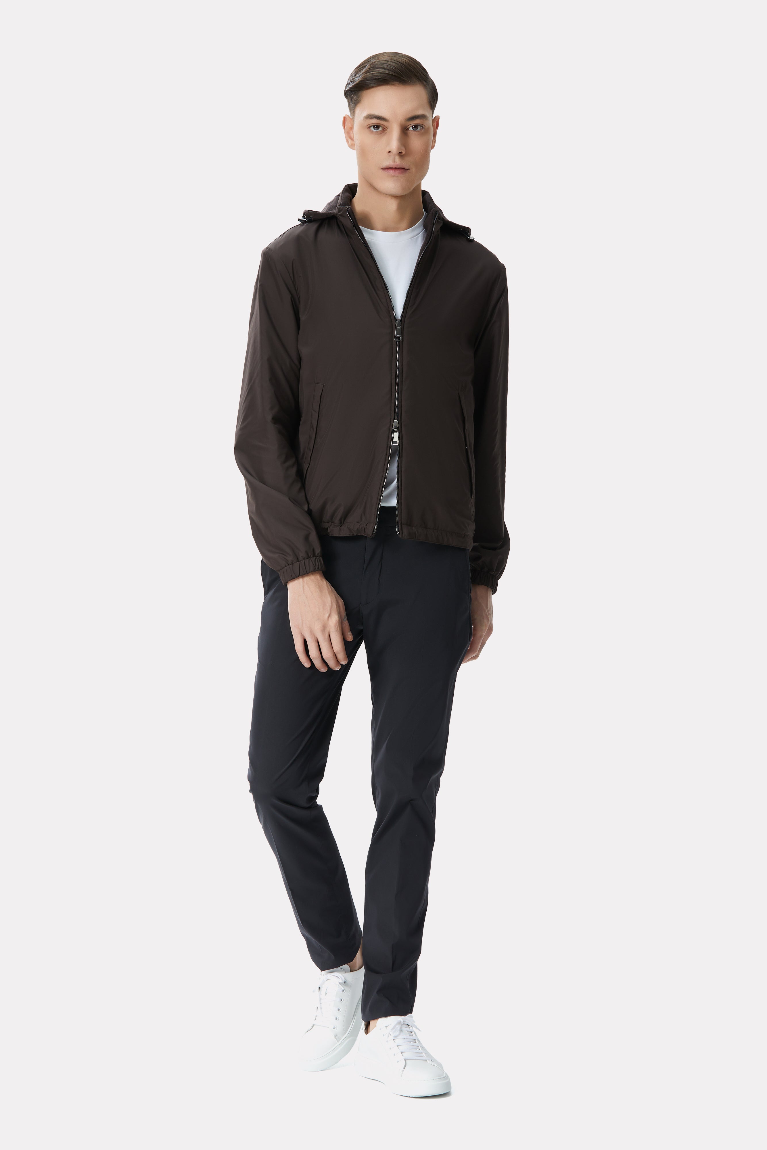 Black silk blend techno pants