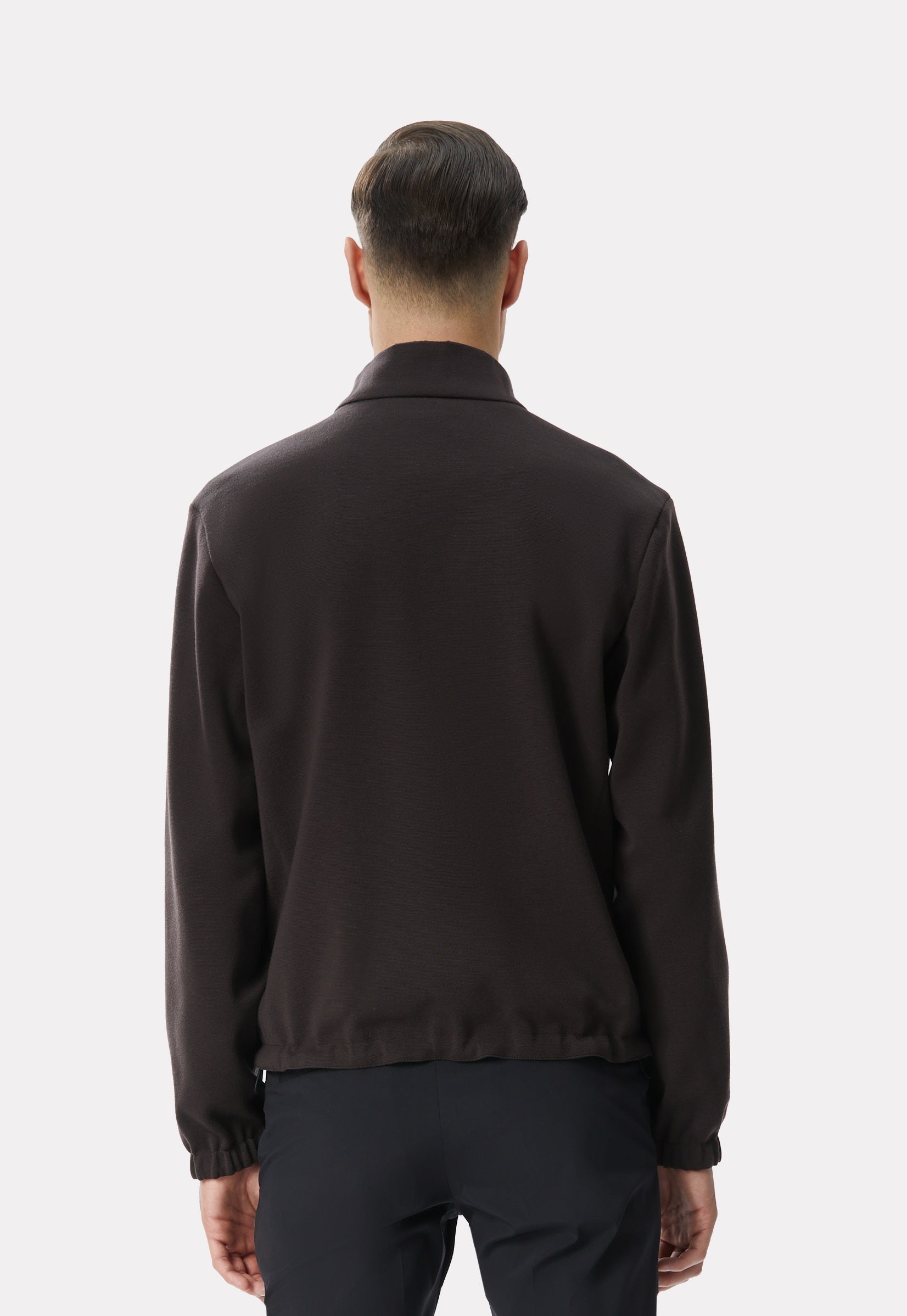 Brown reversible jacket made of techno fabric and wool