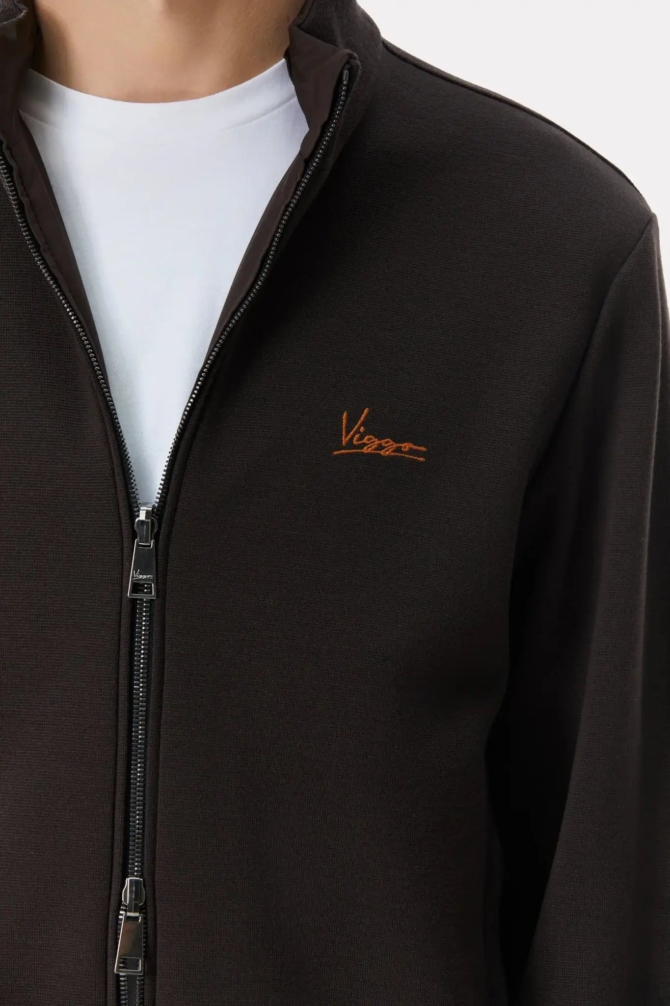 Brown reversible jacket made of techno fabric and wool