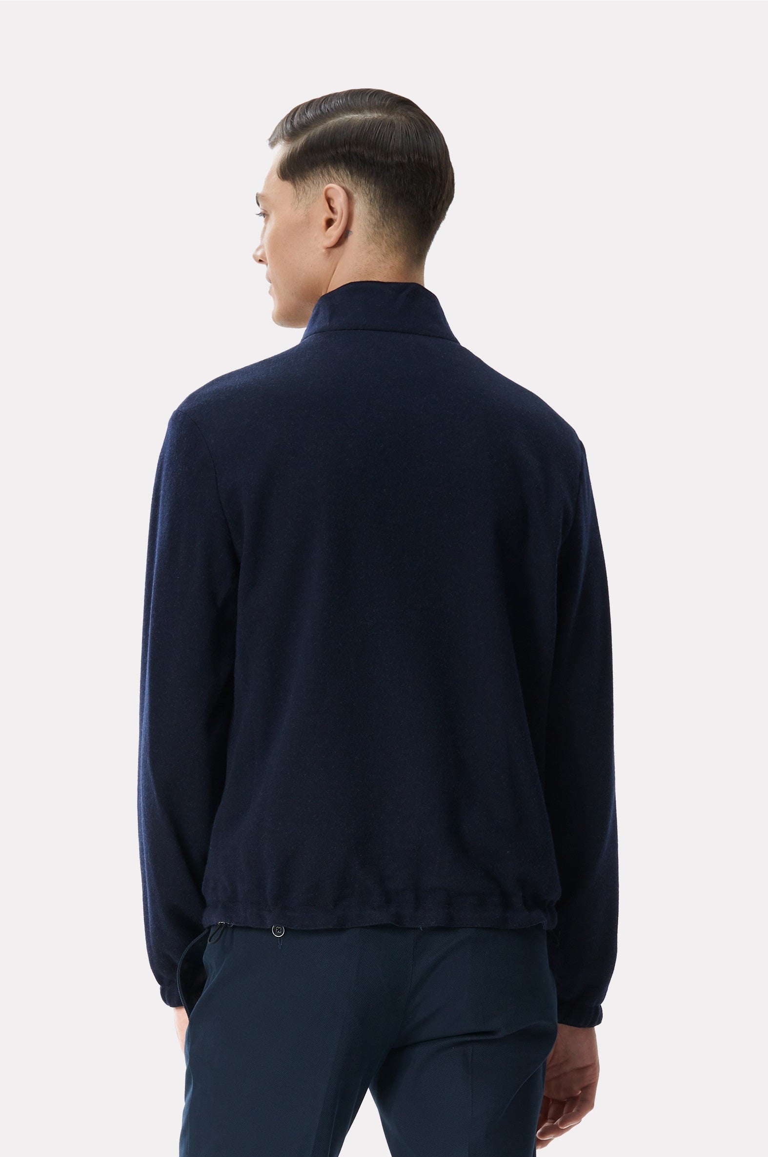 Reversible blue/navy jacket made of techno fabric and wool