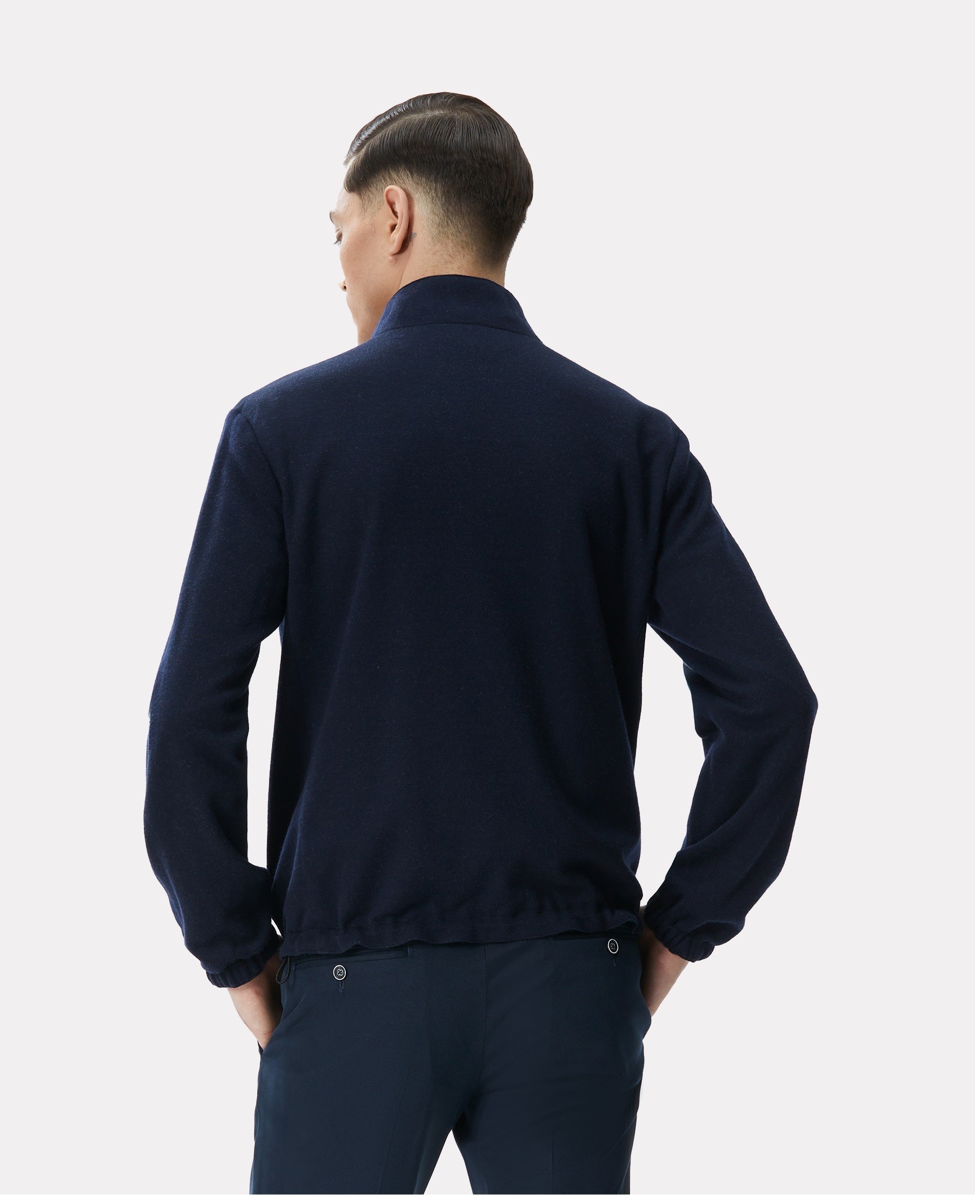 Dark turquoise/navy reversible jacket made of techno fabric and wool