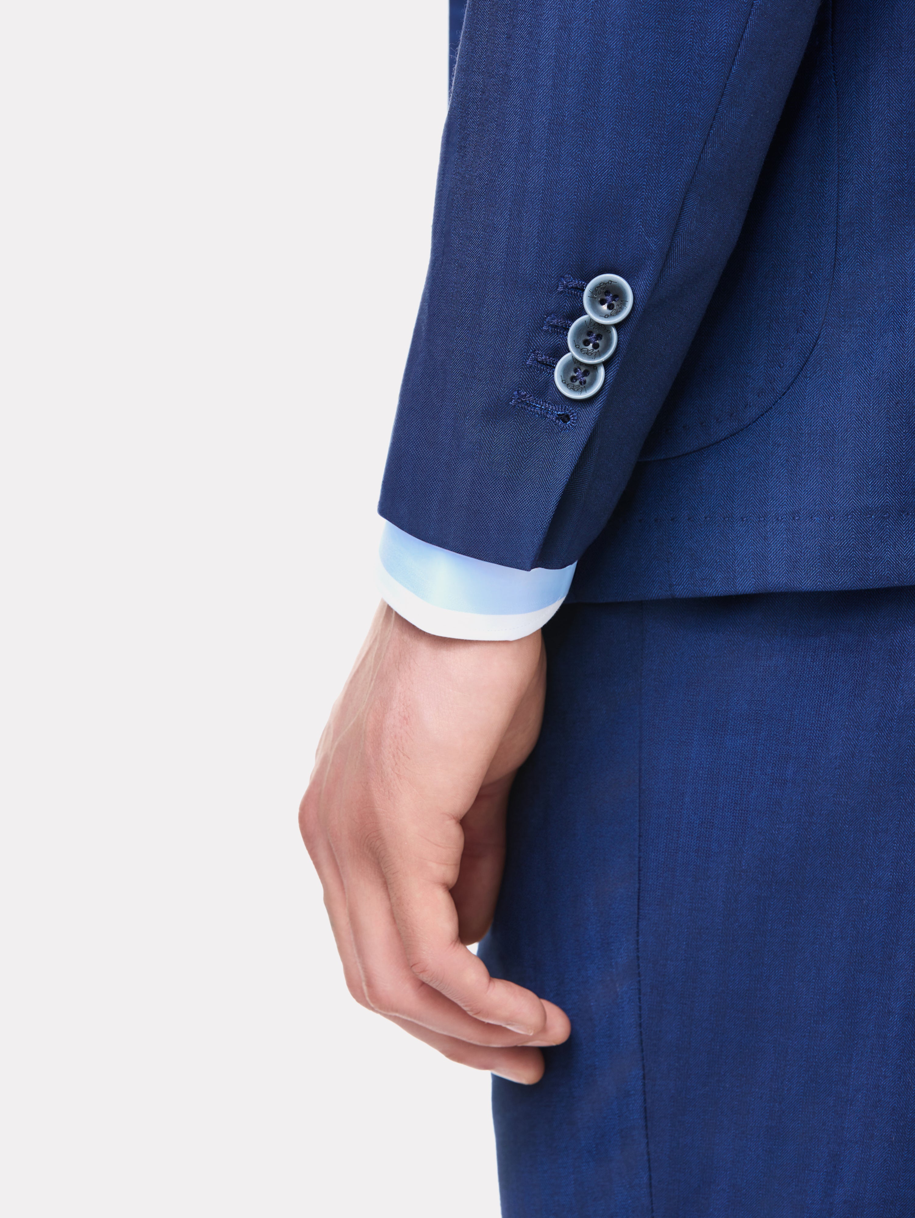 Royal blue textured slim fit suit