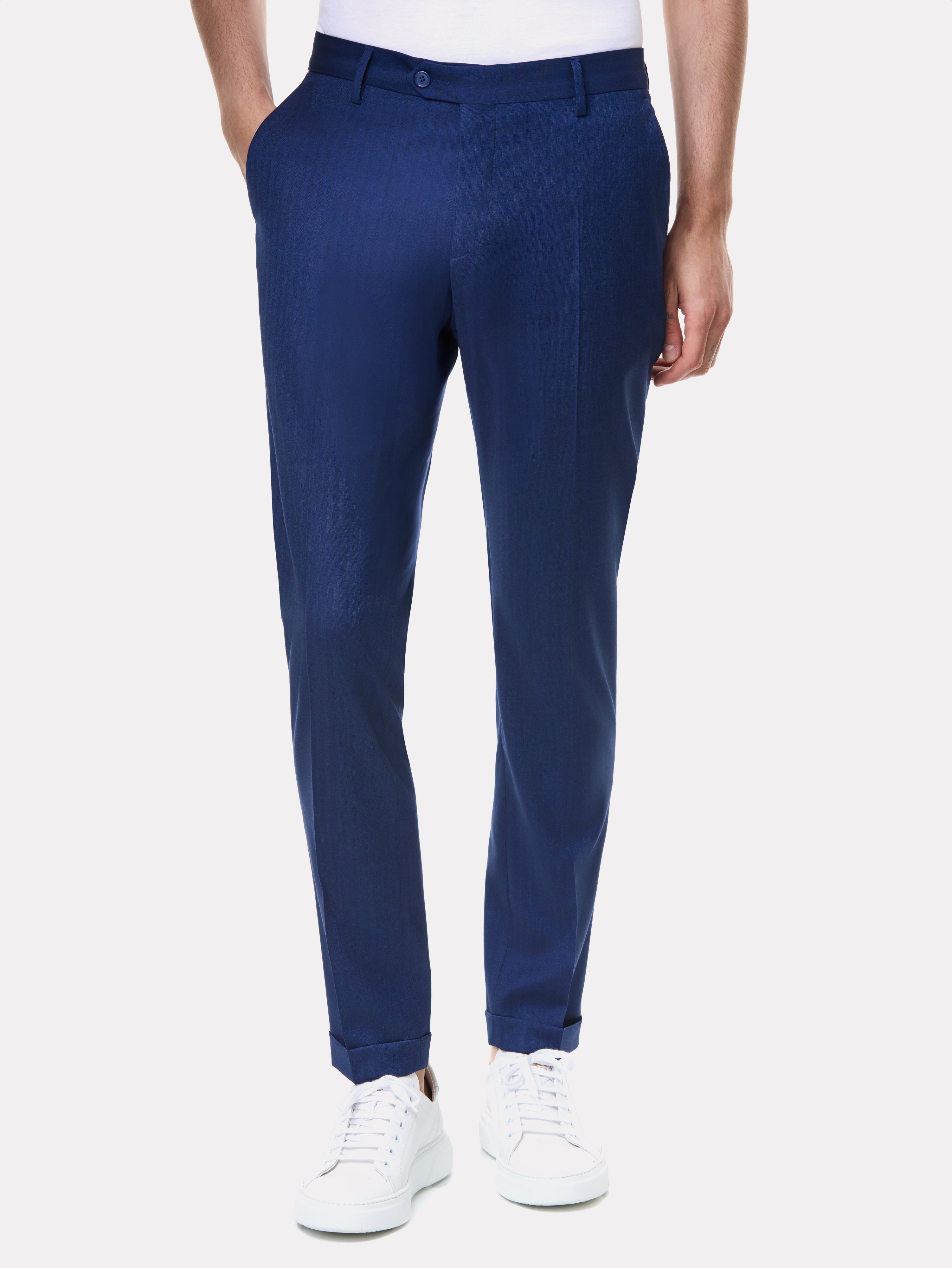 Royal blue textured slim fit suit