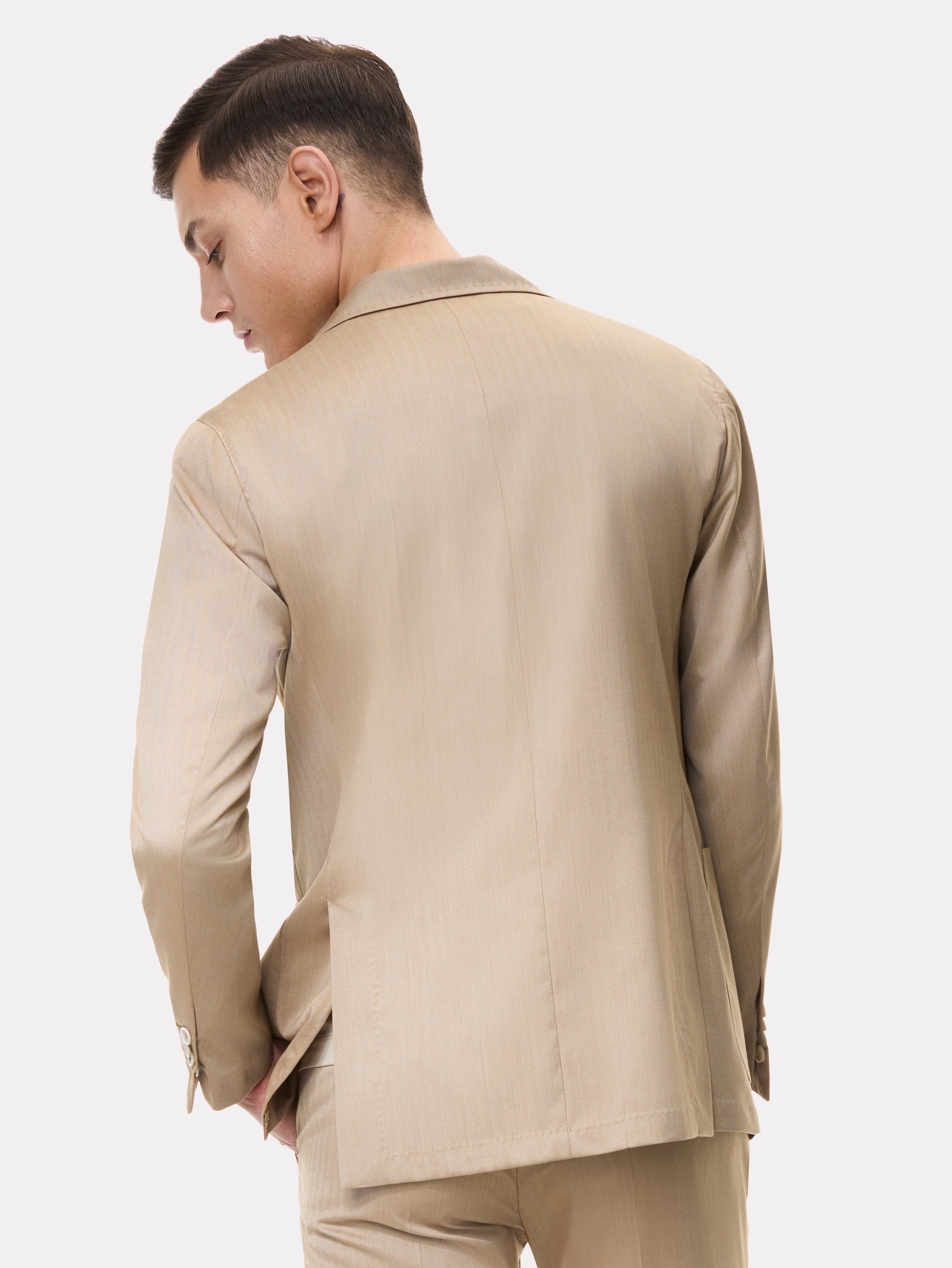 Light brown textured slim fit suit