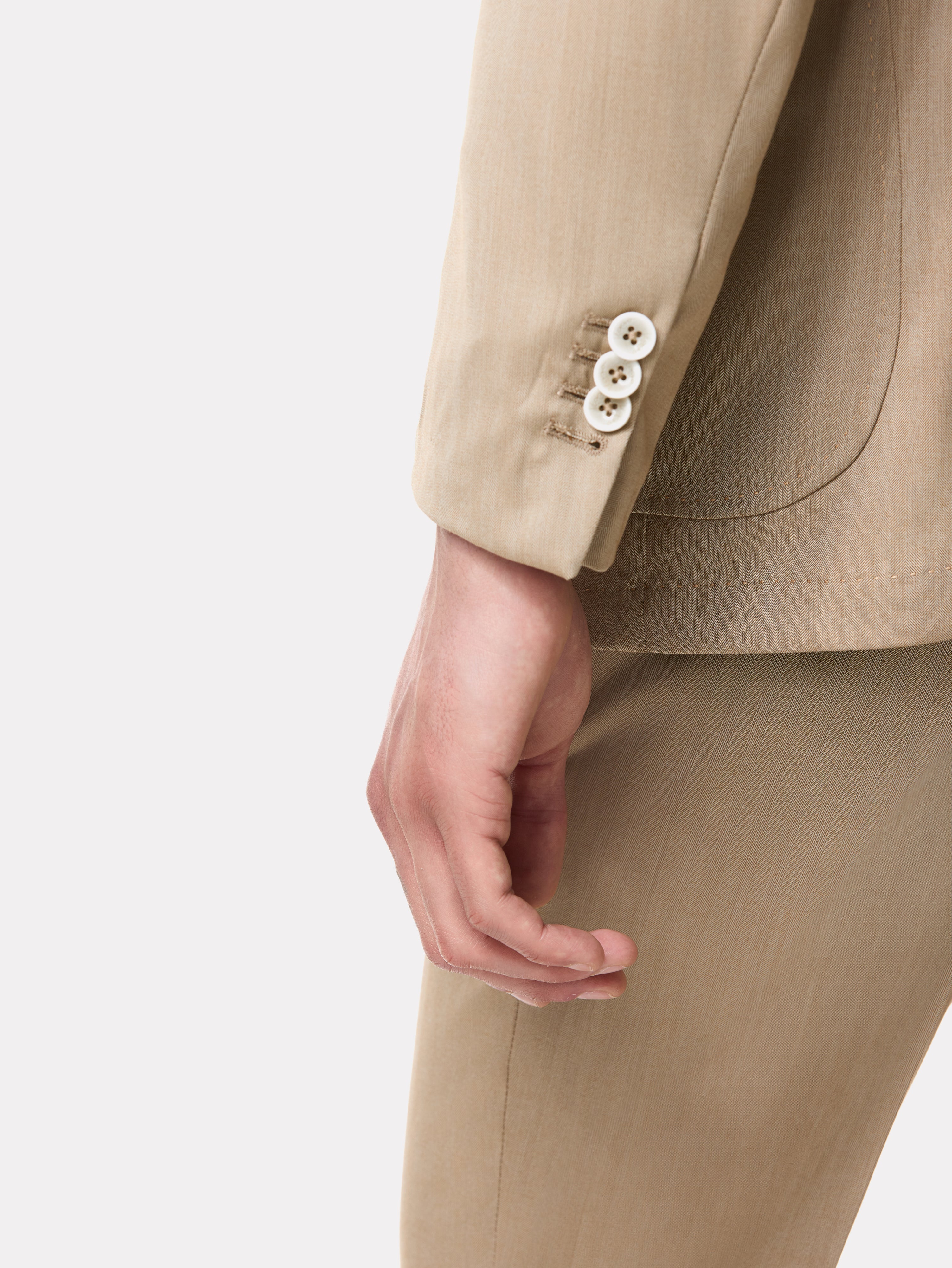 Light brown textured slim fit suit