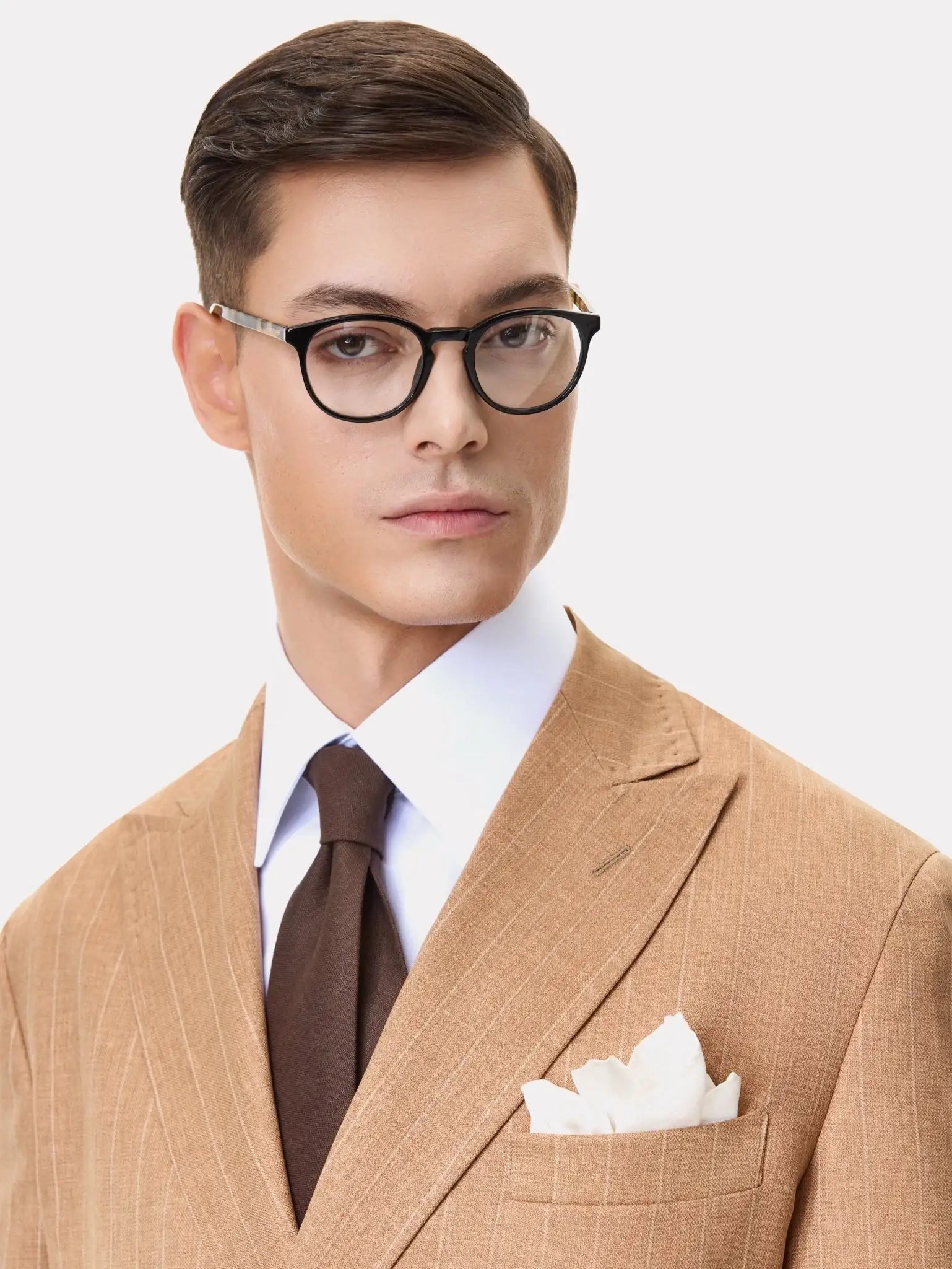 Costum slim fit cu dungi, la doua randuri de nasturi