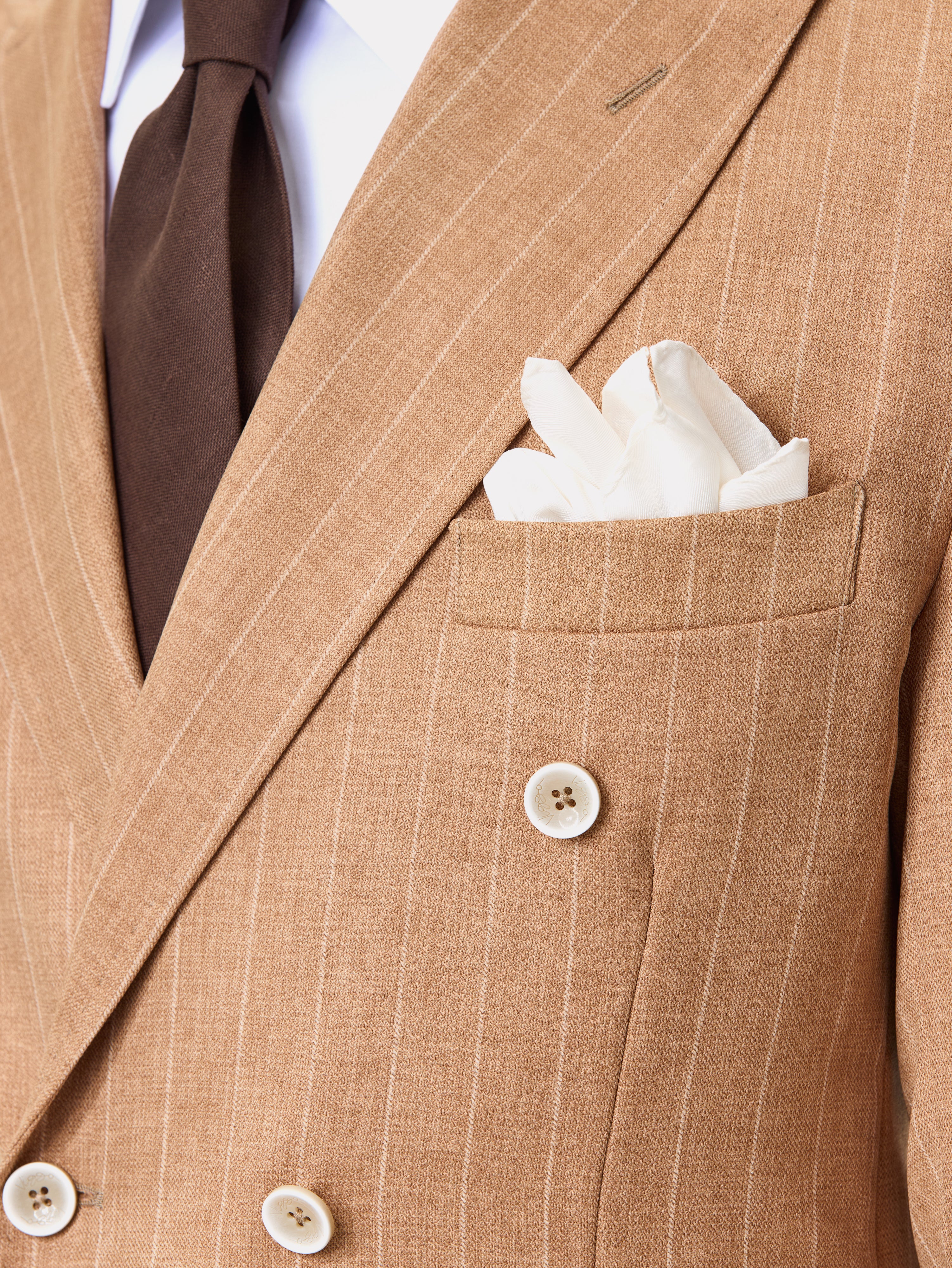 Slim fit striped suit with double buttons