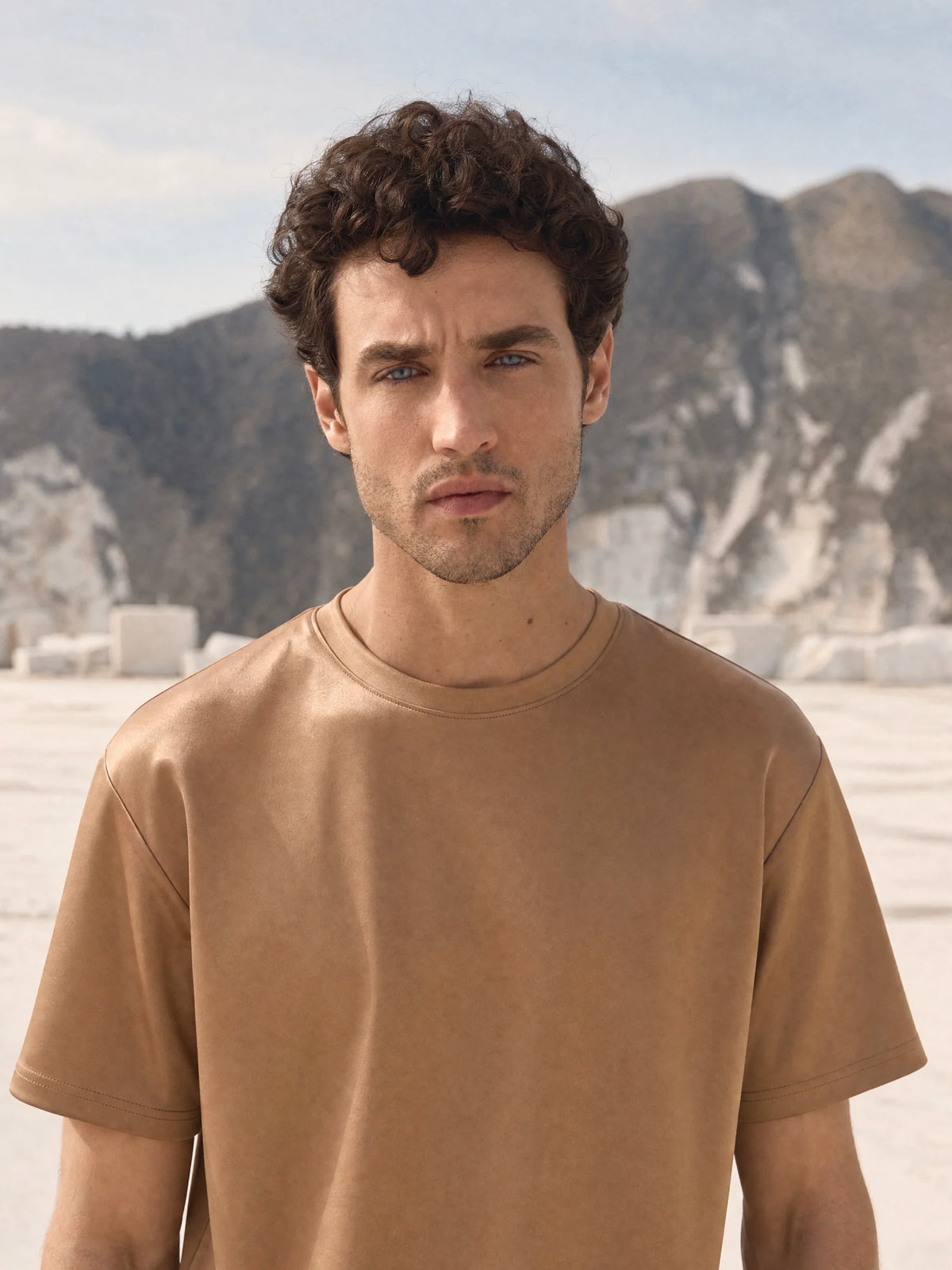 Tricou bej din bumbac Oeko-Tex®