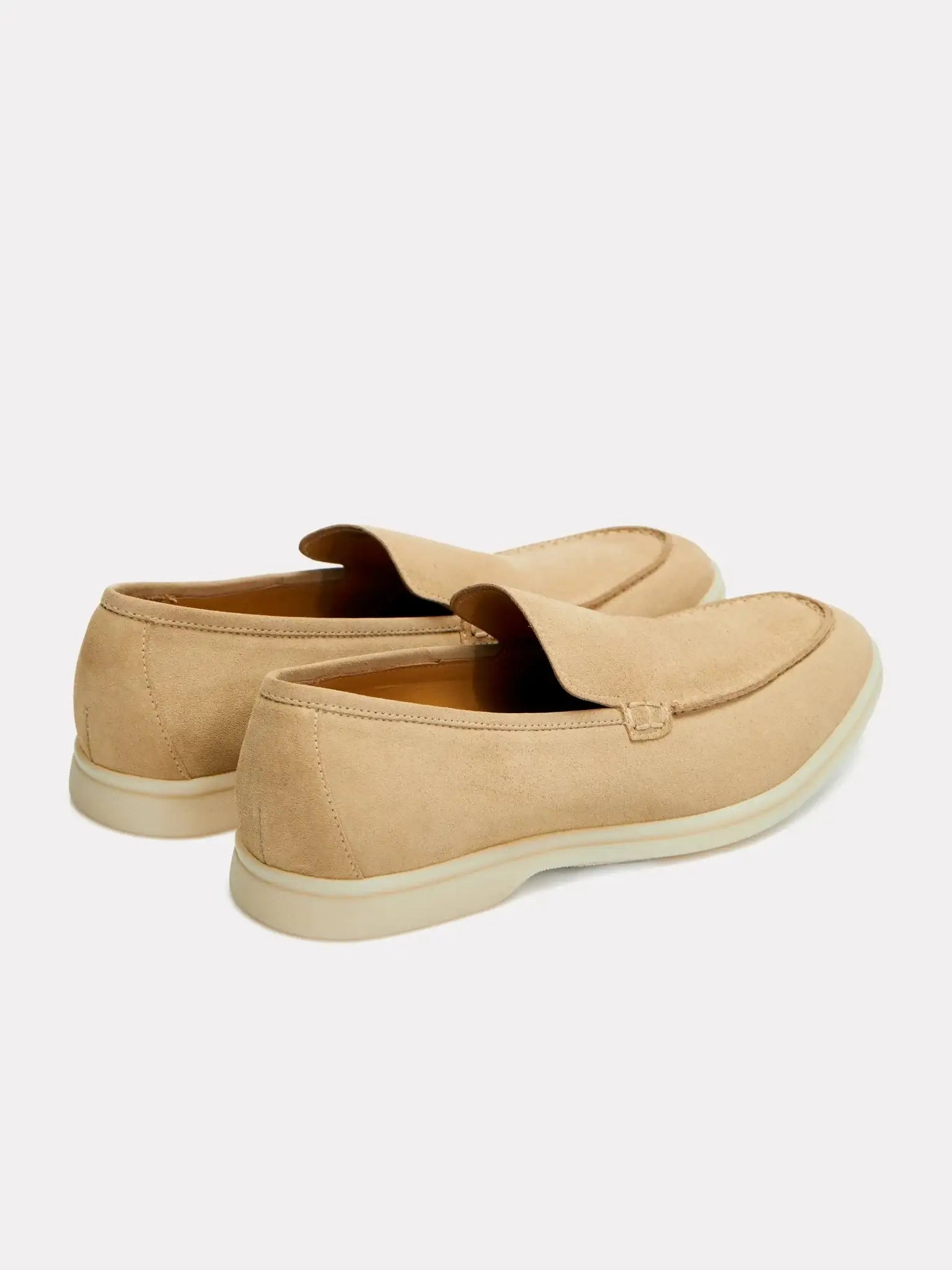 Mocasini beige din piele intoarsa