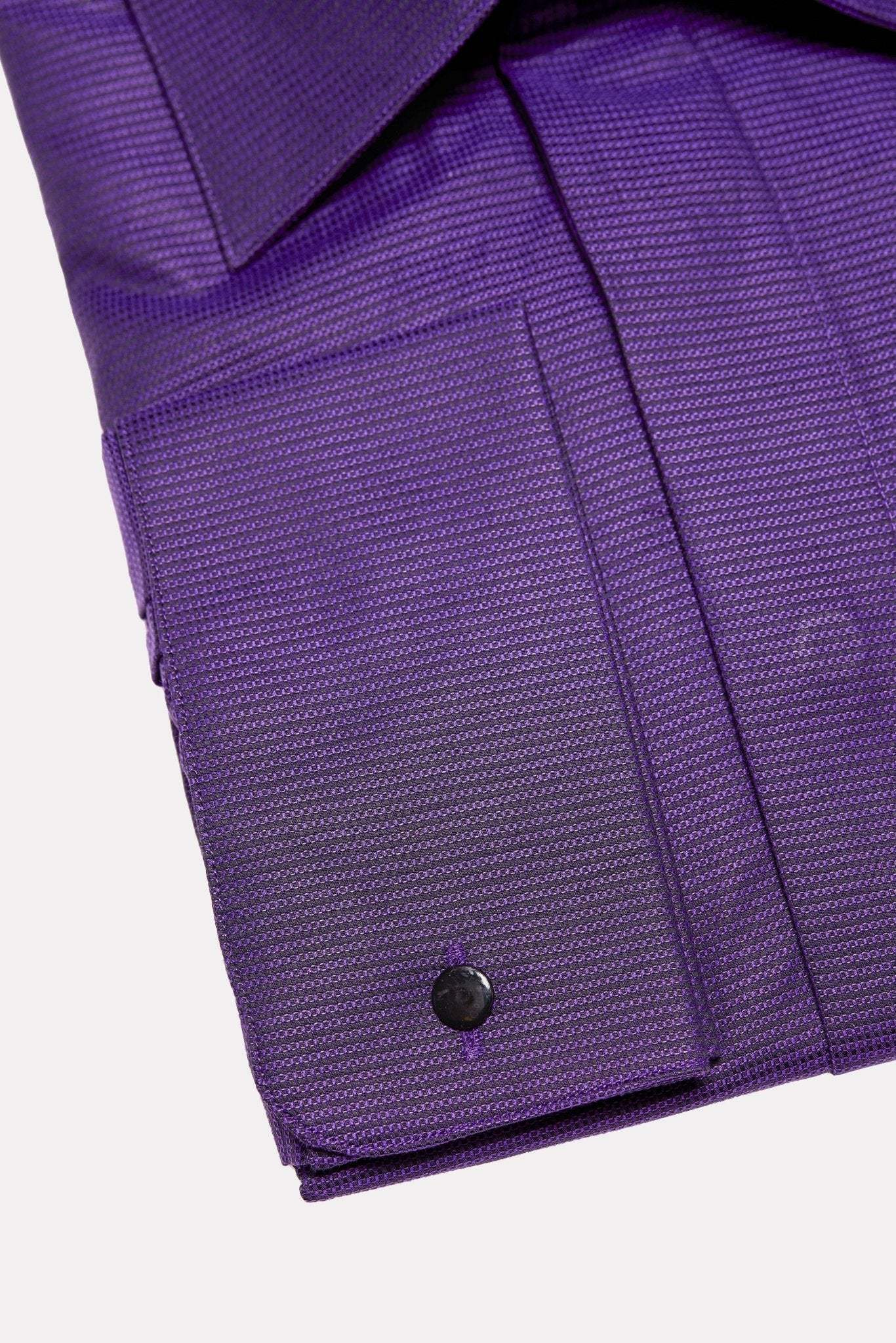 Camasa neagra texturata cu dungi mov, nasturi ascunsi