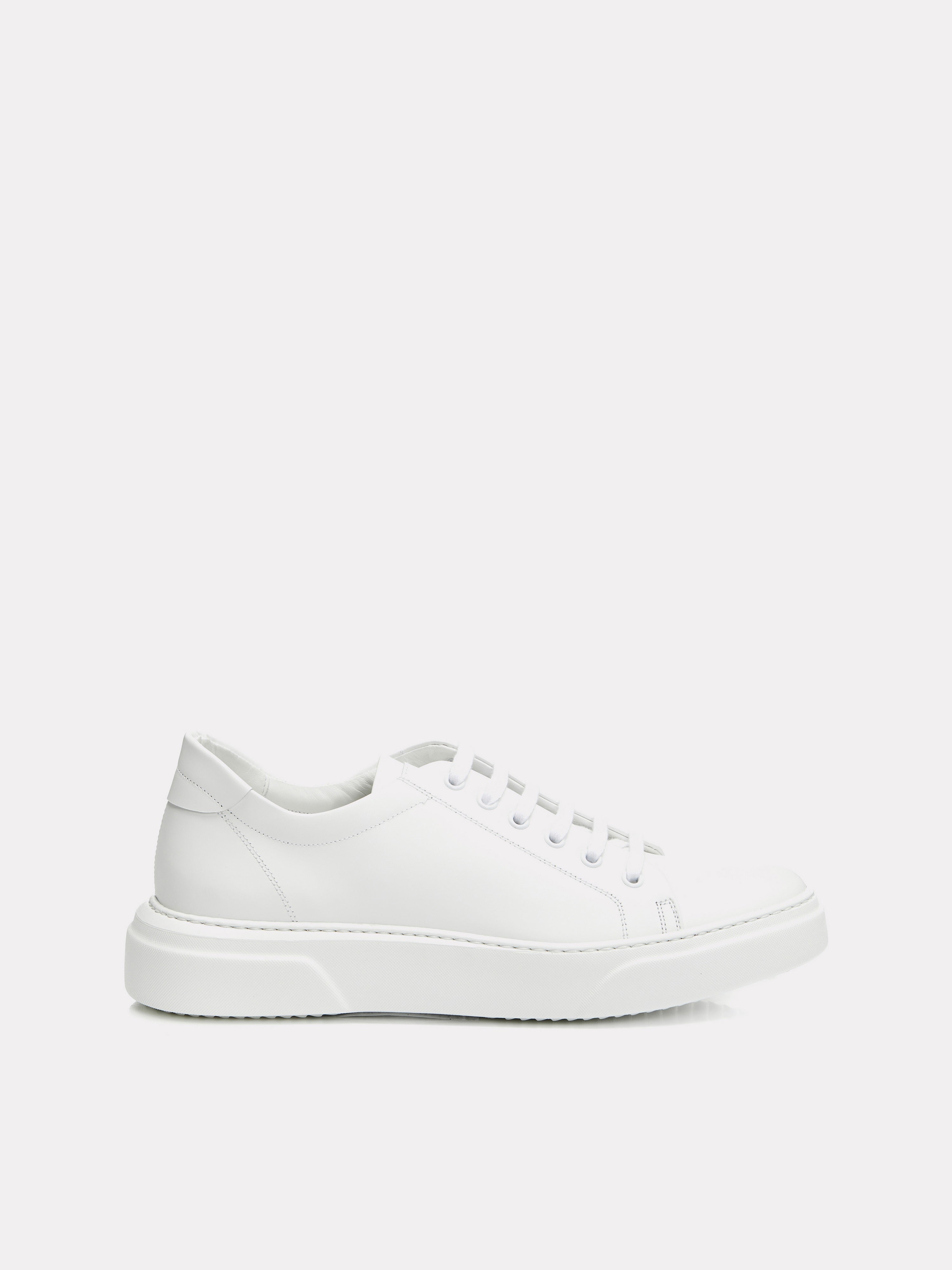 White sneakers with gold logo