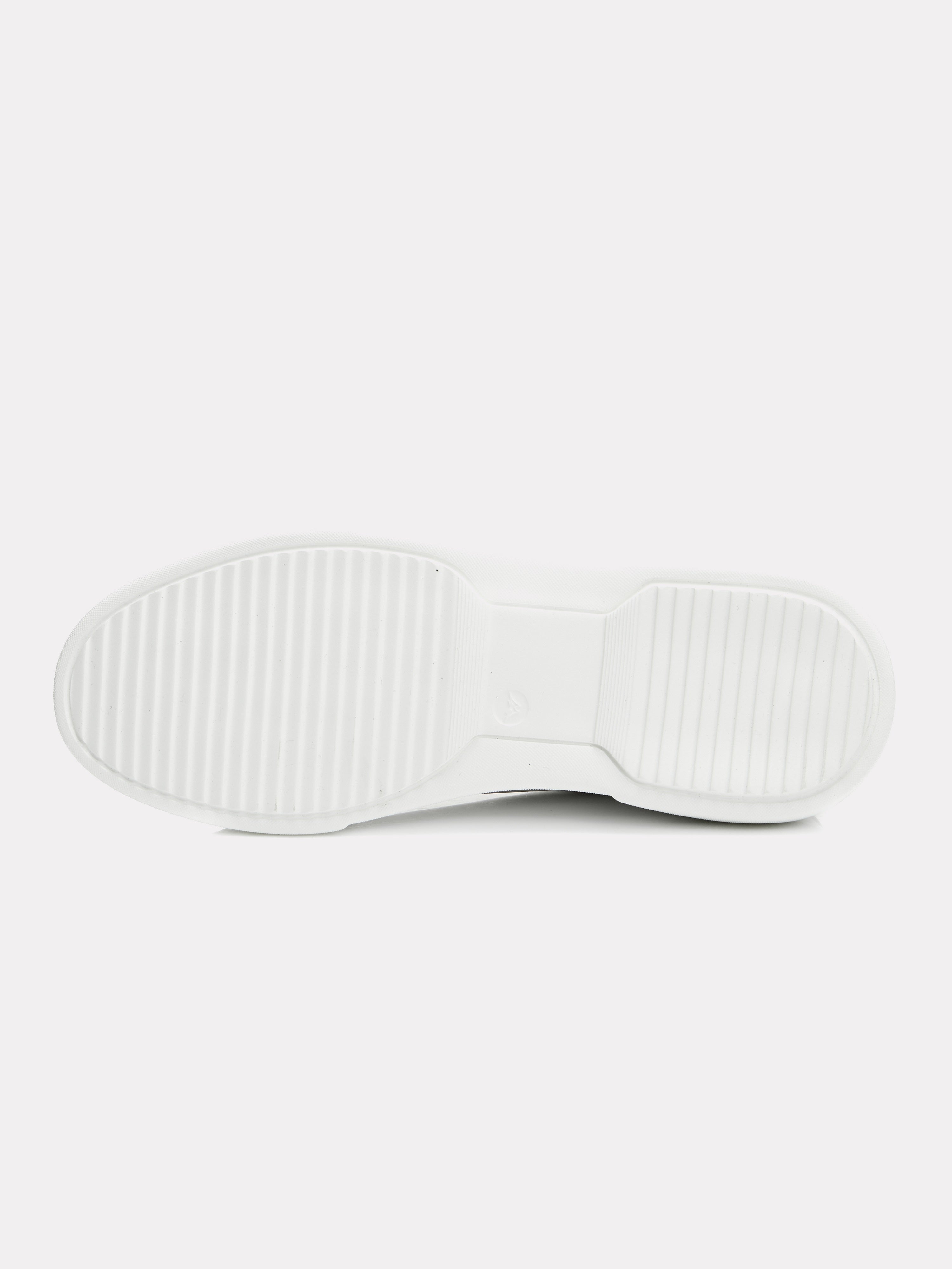 White sneakers with gold logo