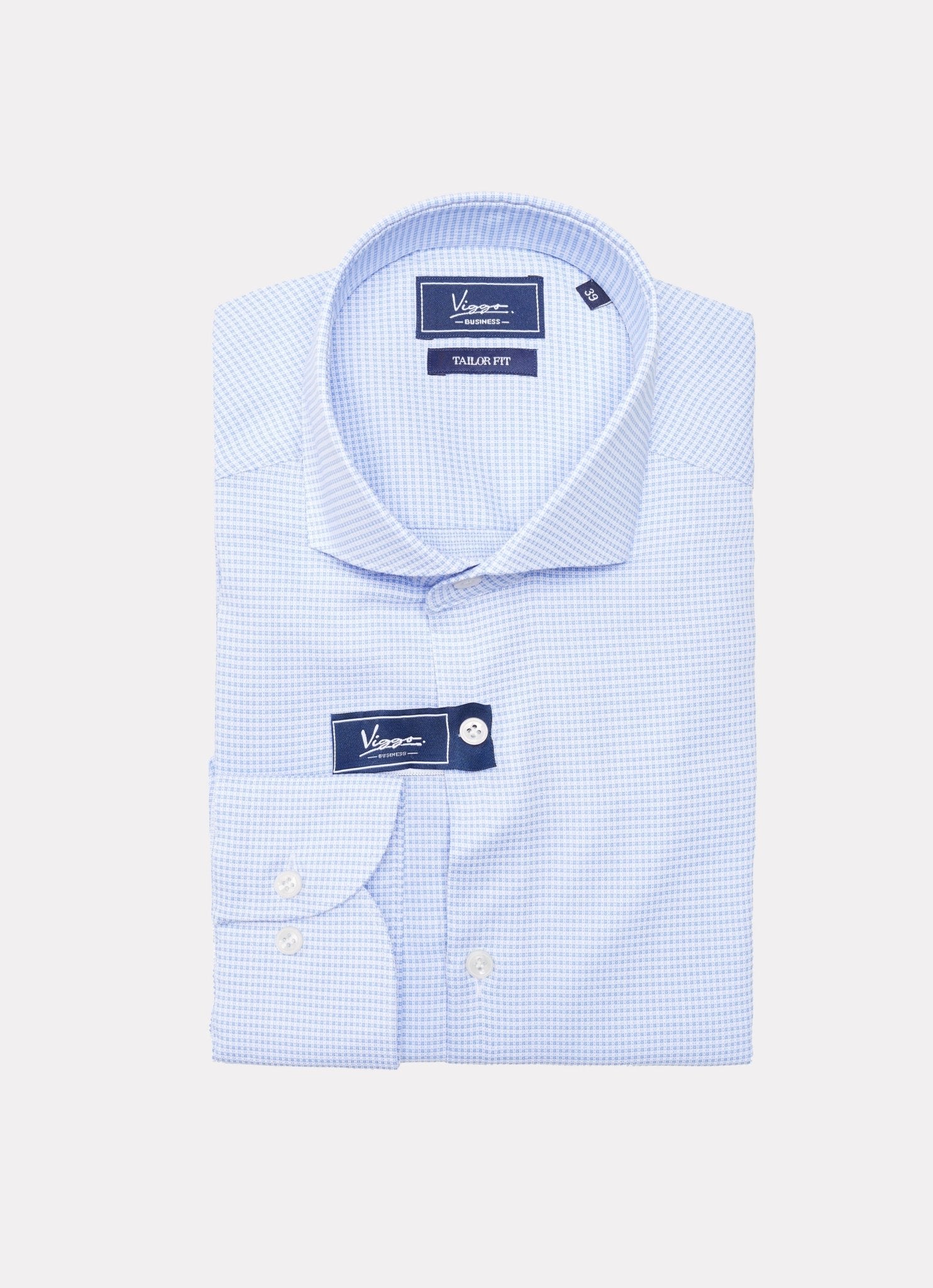 Camasa alba din jerseu in carouri bleu - Viggo