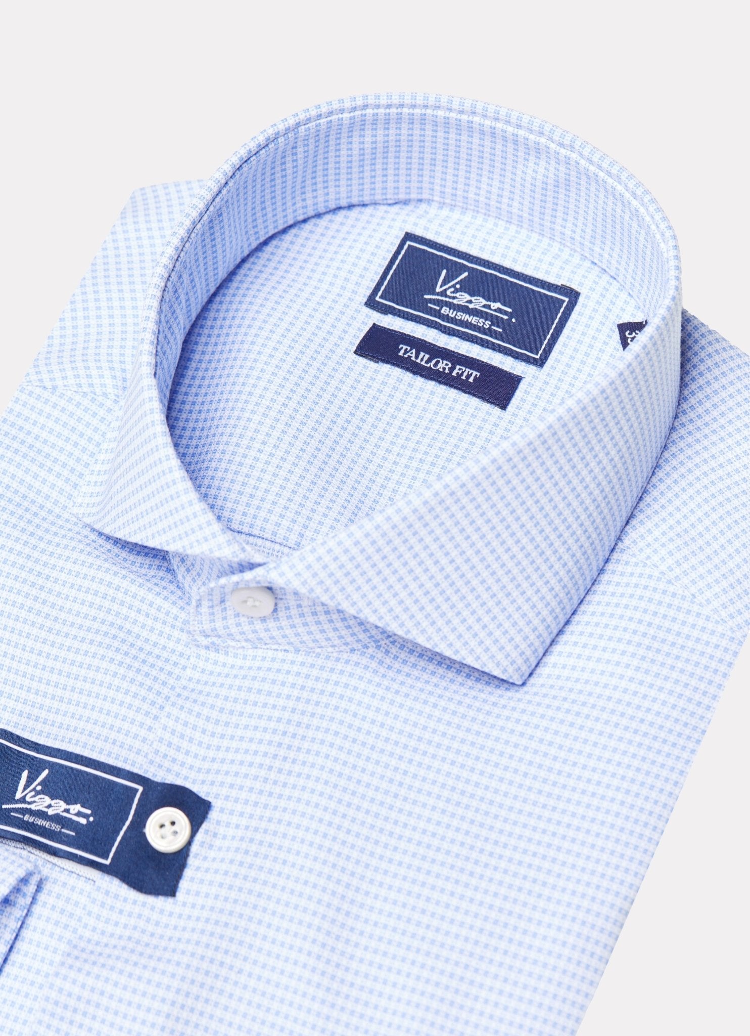 Camasa alba din jerseu in carouri bleu - Viggo