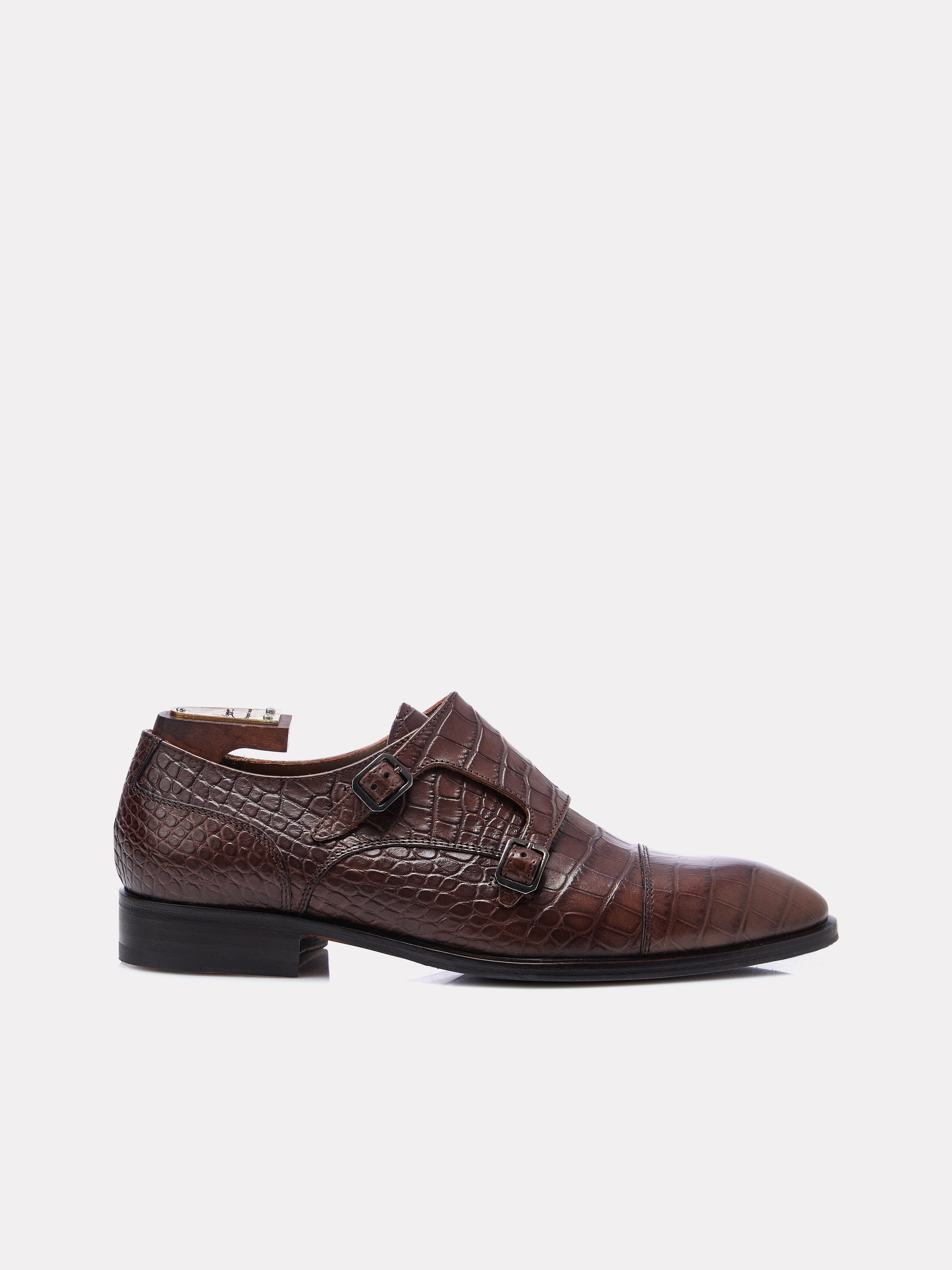 Pantofi double monk maro