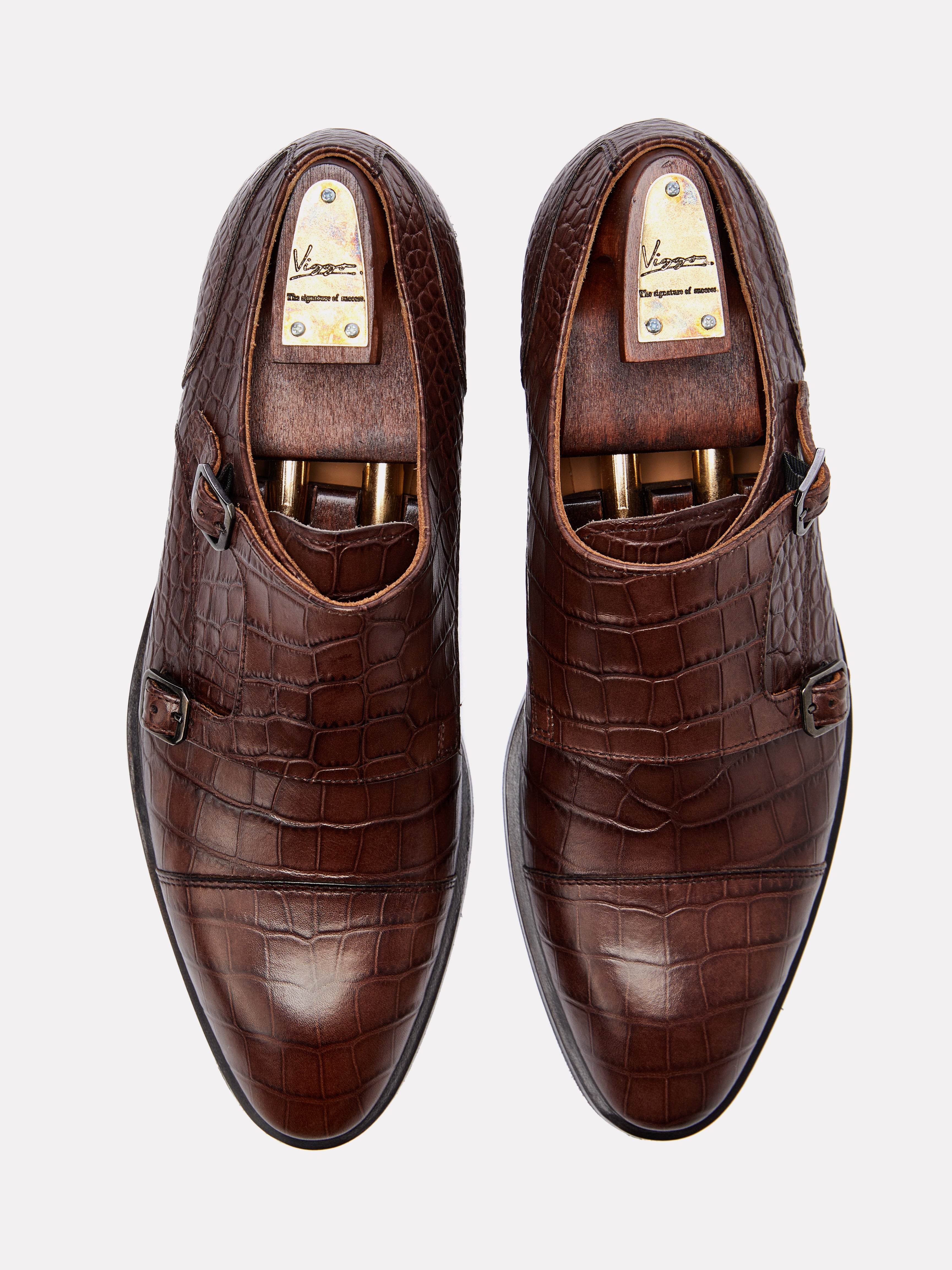 Brown double monk shoes