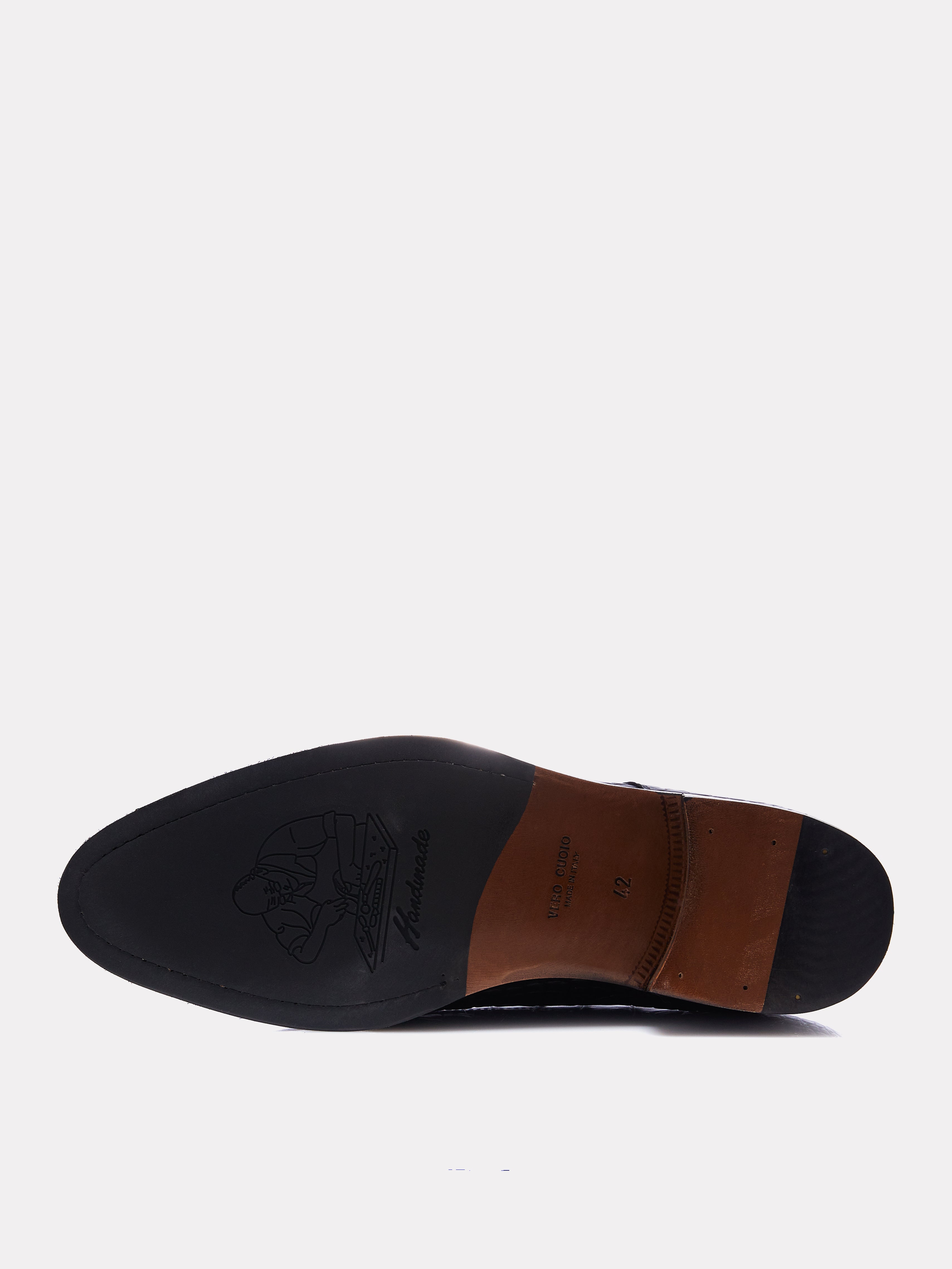 Pantofi derby negri cu model croco