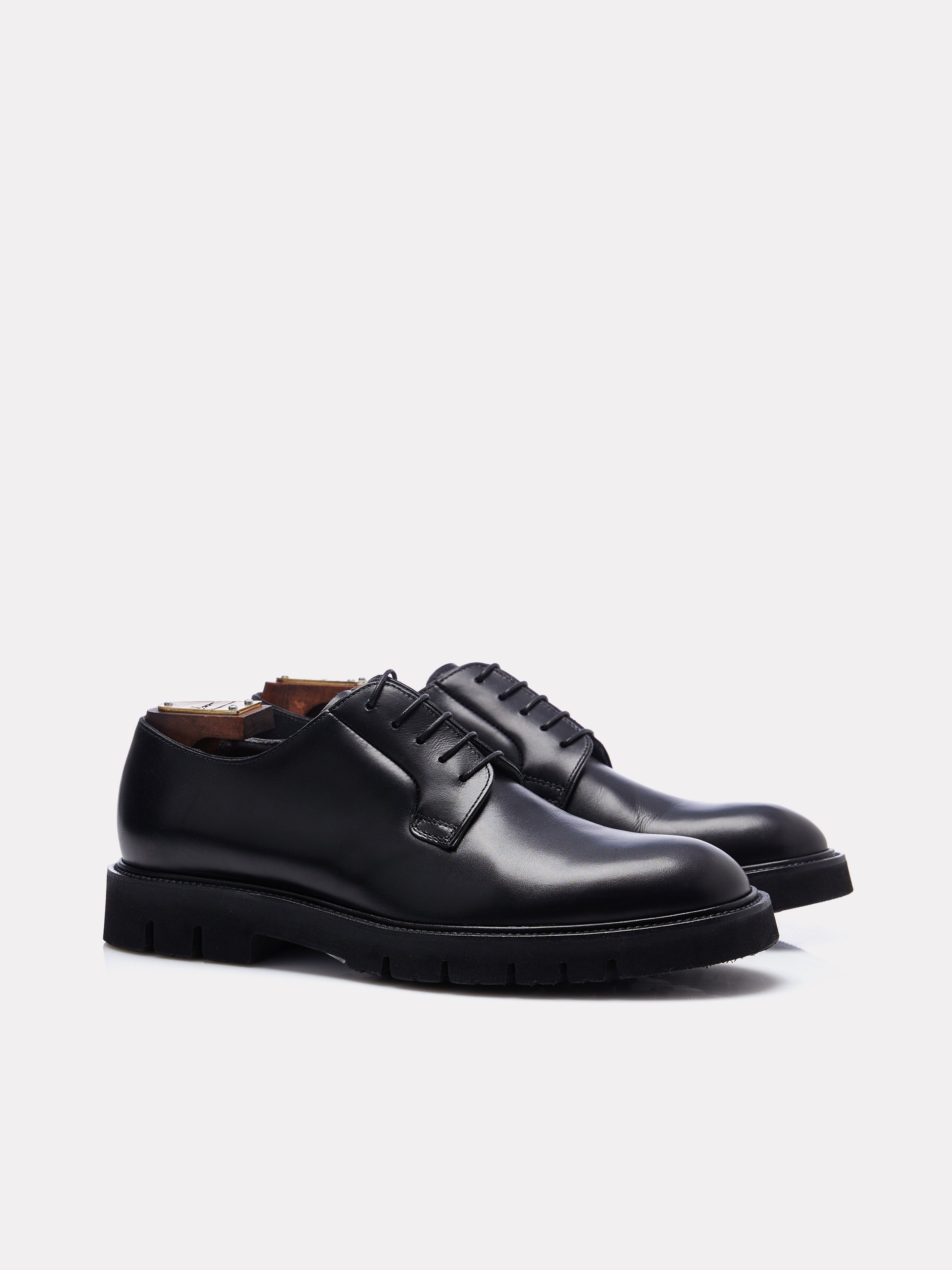 Pantofi derby negri cu talpa chunky