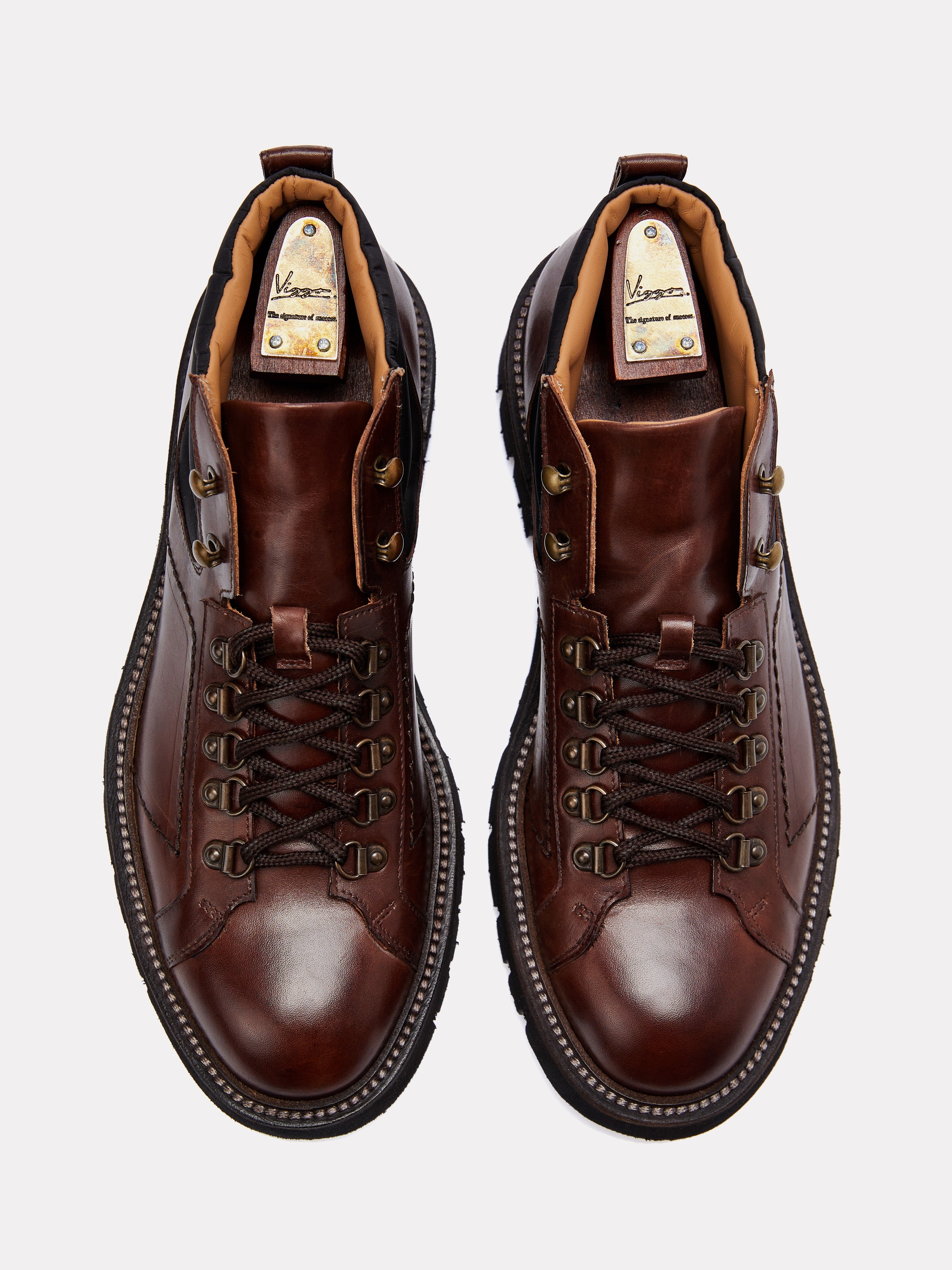 Brown military boots