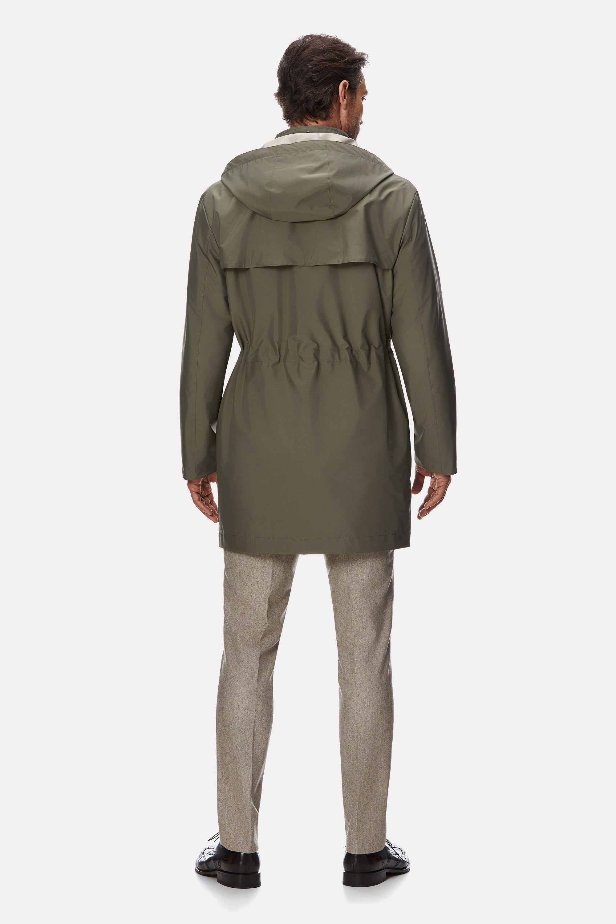 Khaki techno trench coat