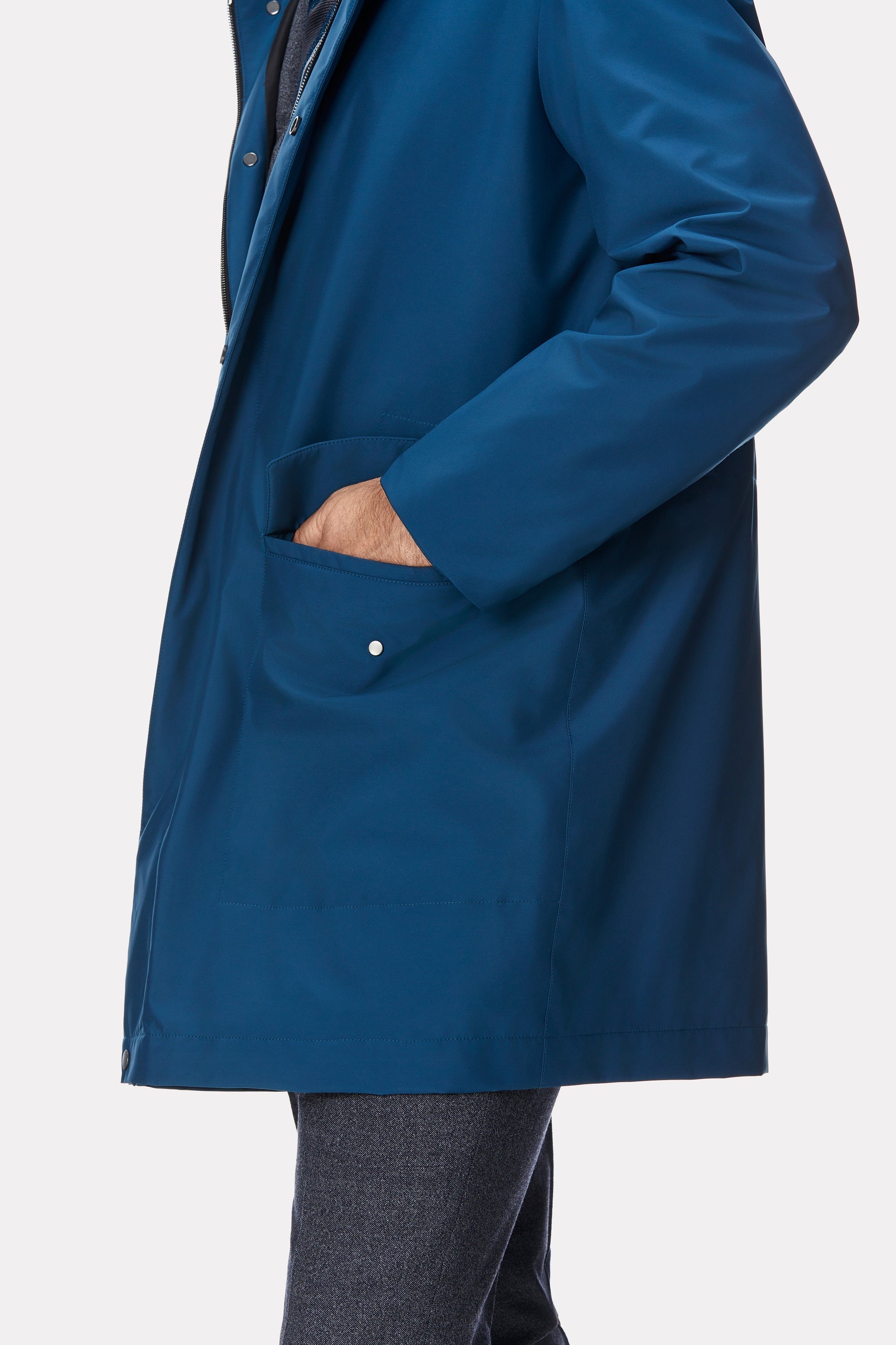 Turquoise techno trench coat