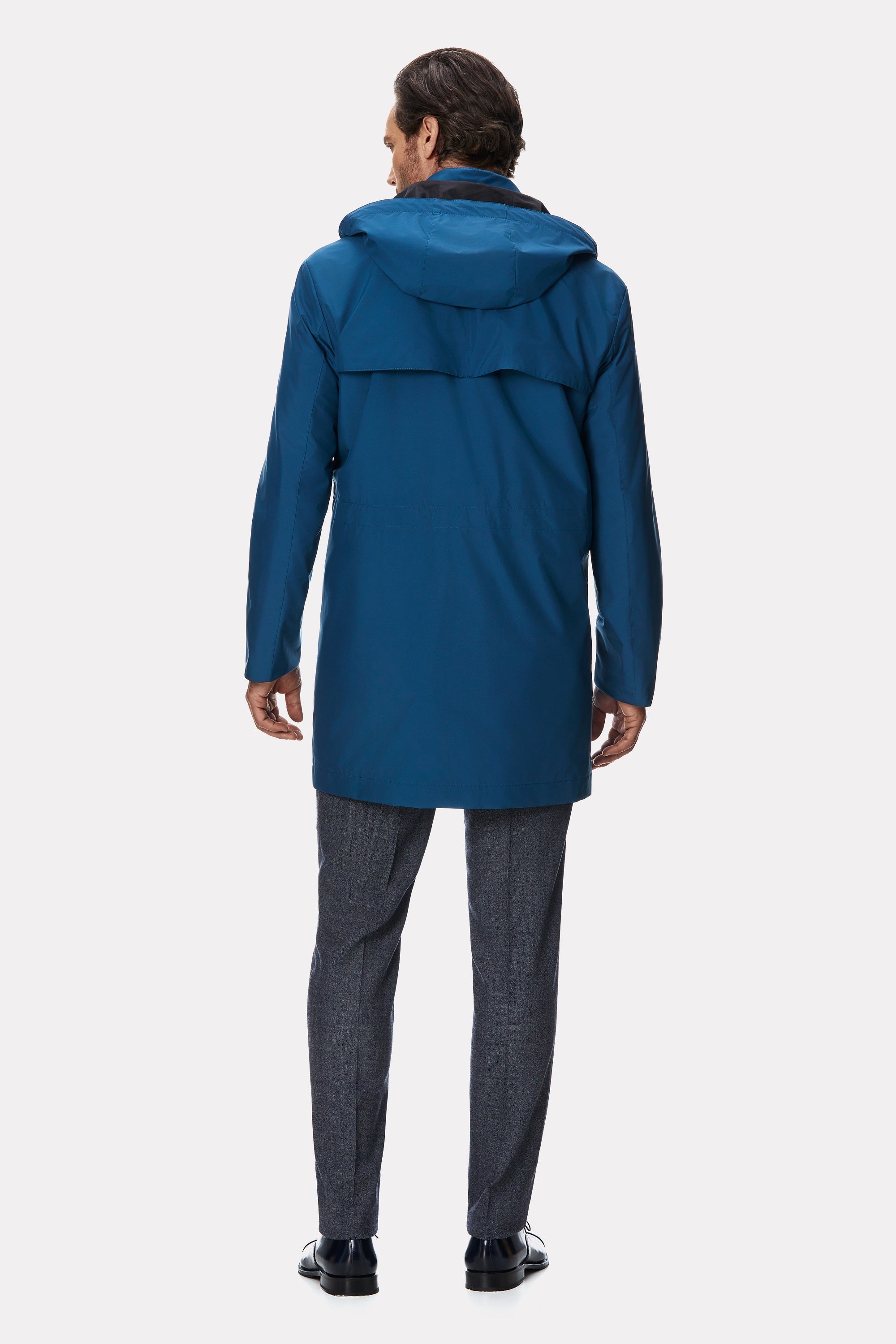 Turquoise techno trench coat