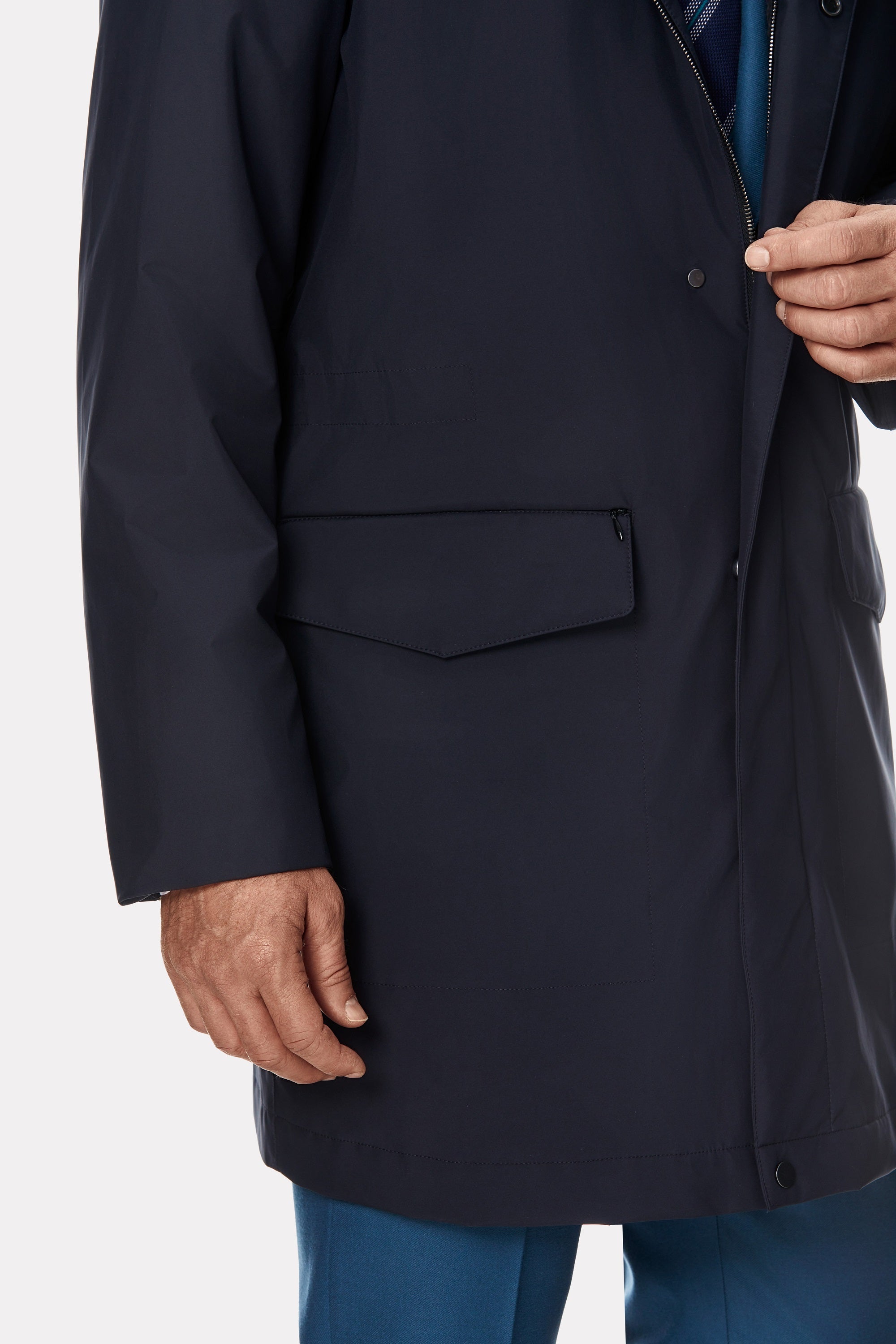 Navy techno trench coat