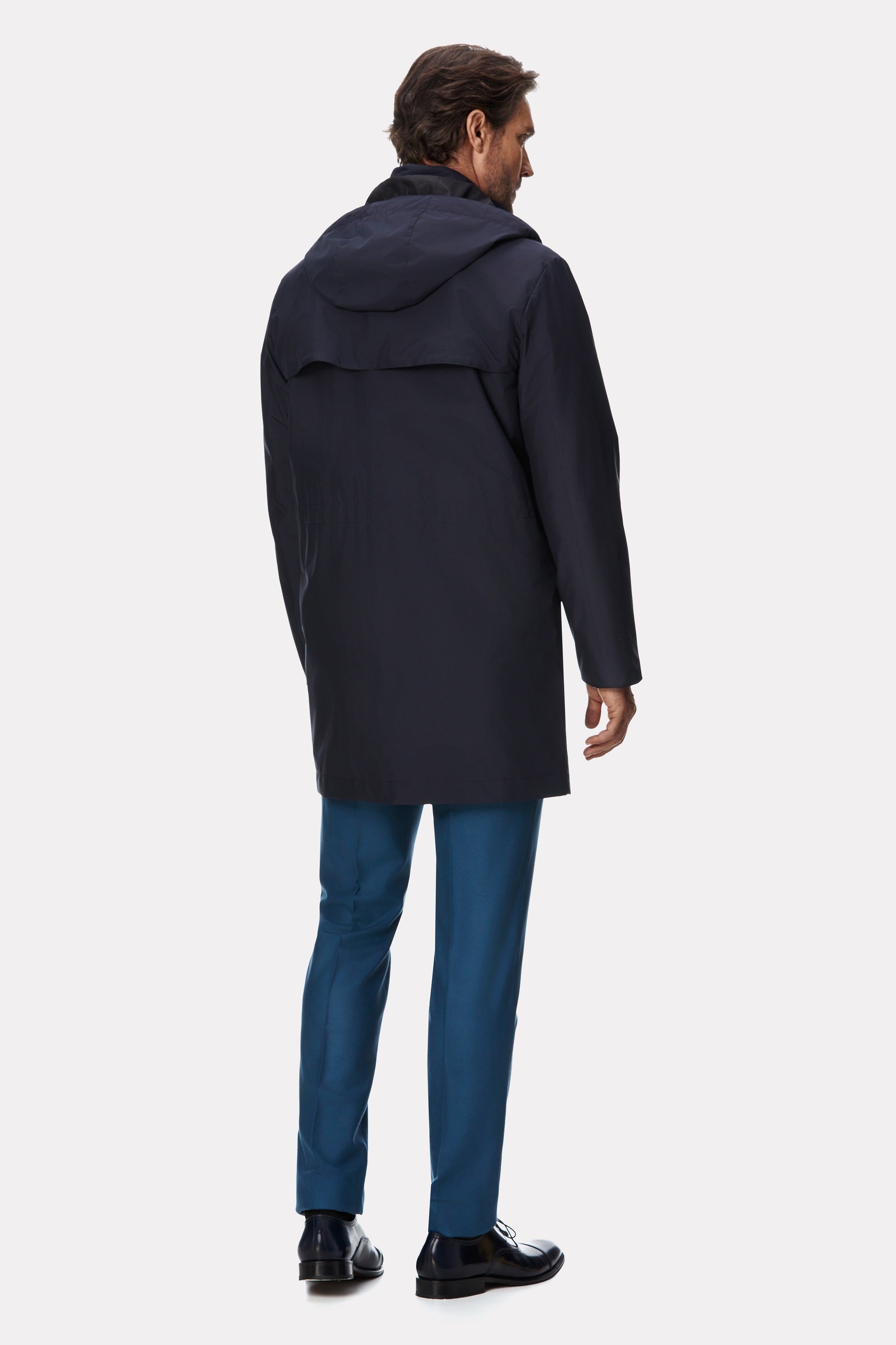 Navy techno trench coat