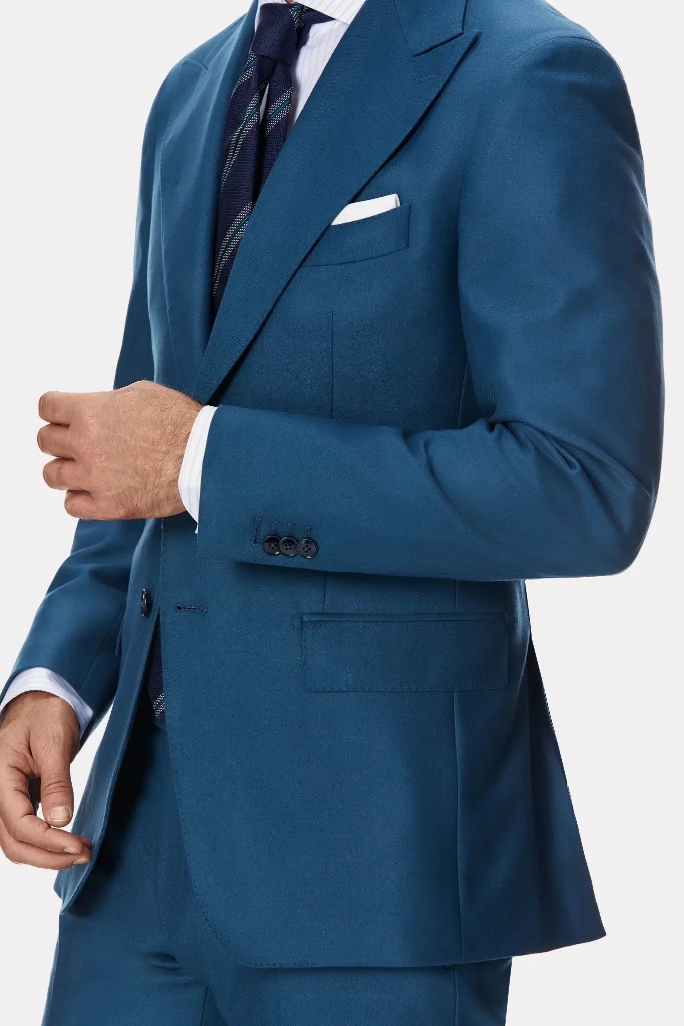 Costum tesatura Loro Piana turquoise din flanel