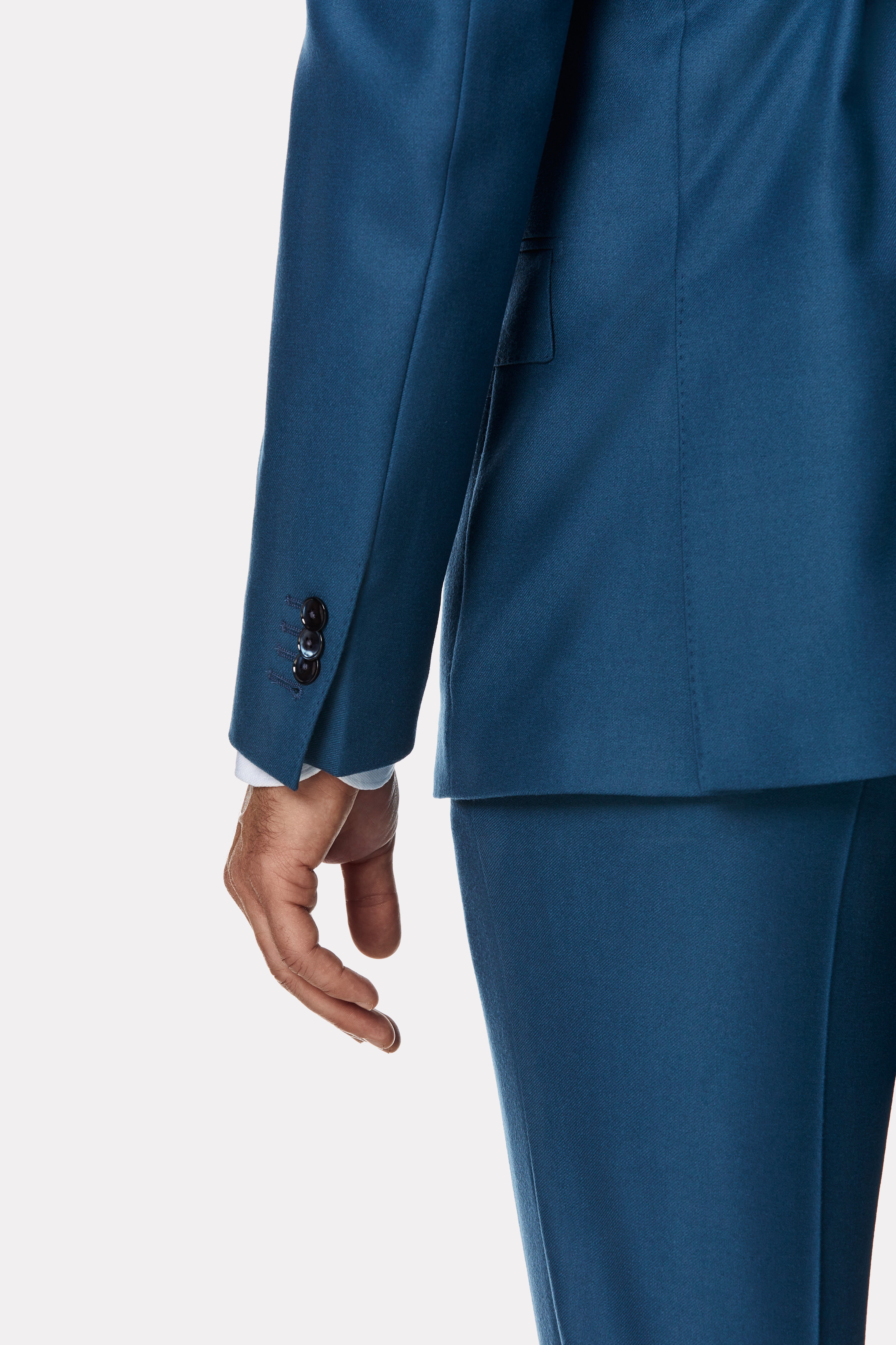 Costum tesatura Loro Piana turquoise din flanel