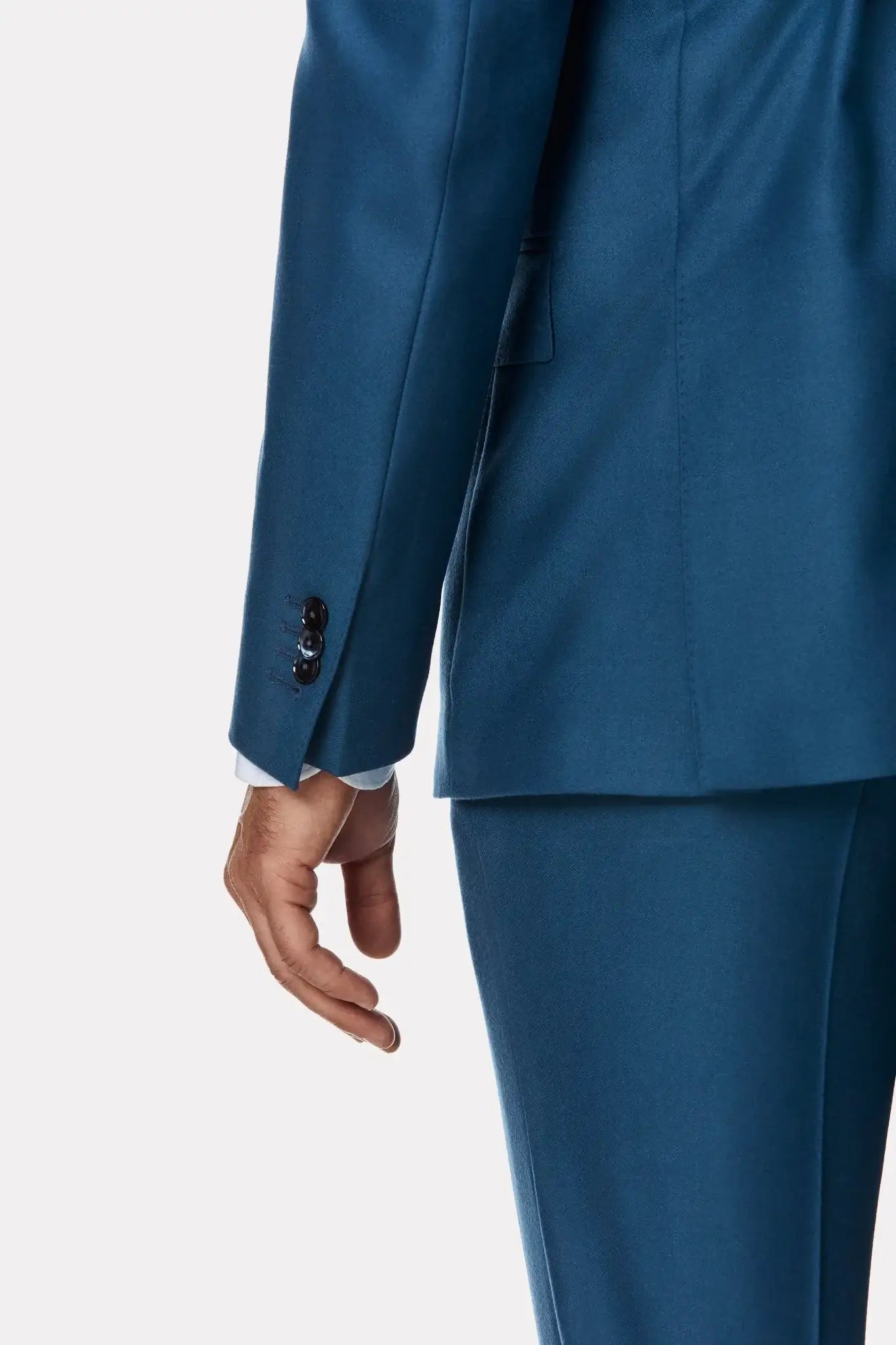Costum tesatura Loro Piana turquoise din flanel