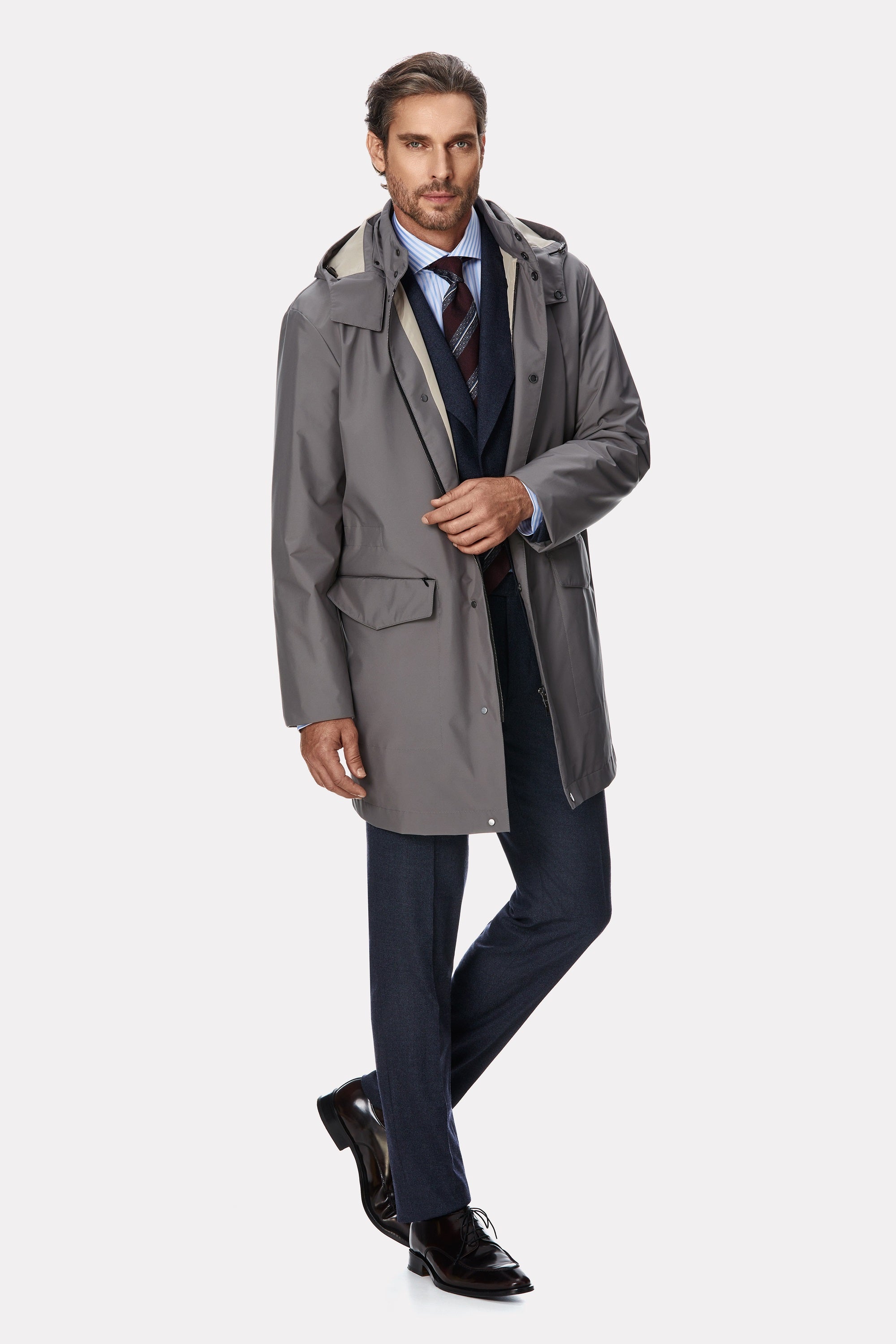 Grey techno trench coat