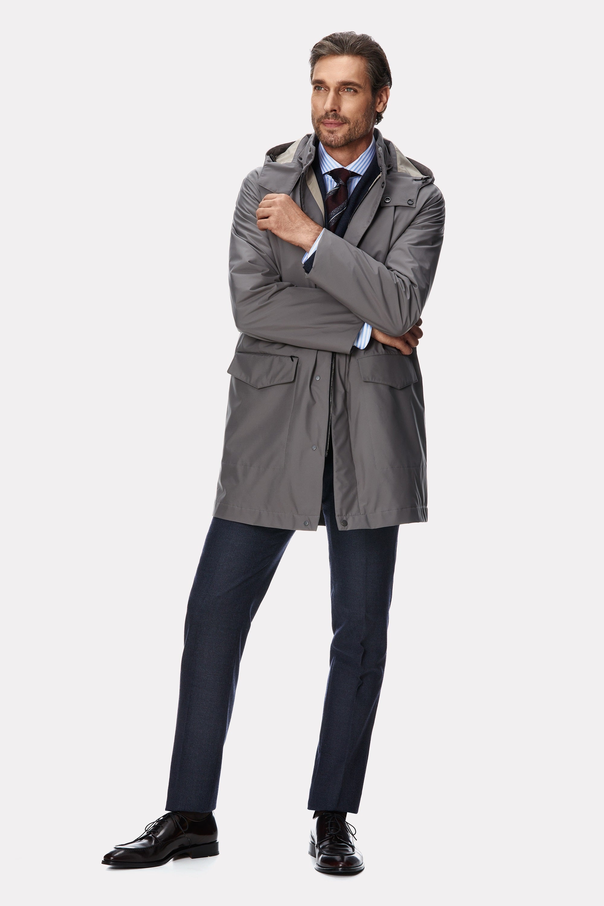 Grey techno trench coat