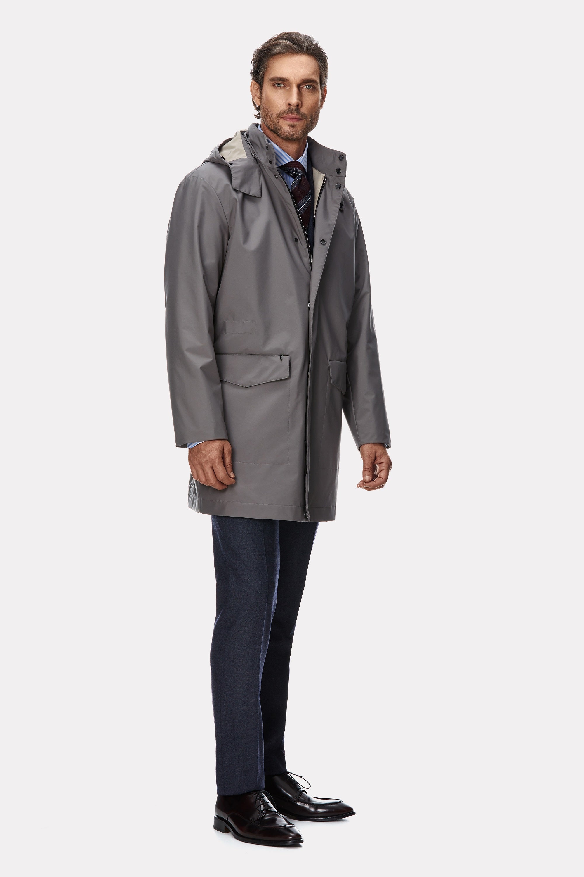 Grey techno trench coat