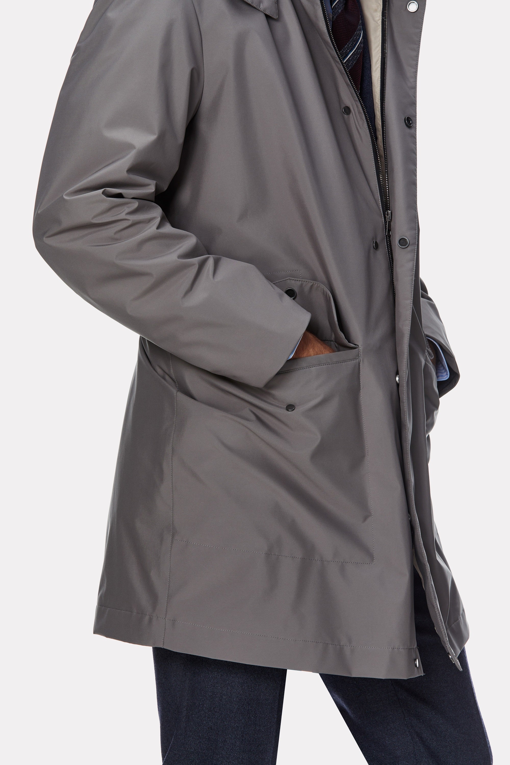 Grey techno trench coat