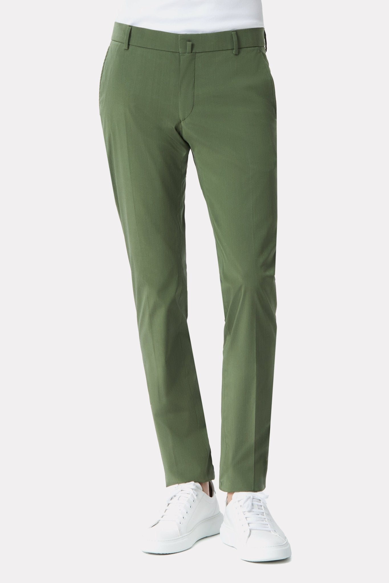 Pantaloni techno khaki din mix de matase - Viggo