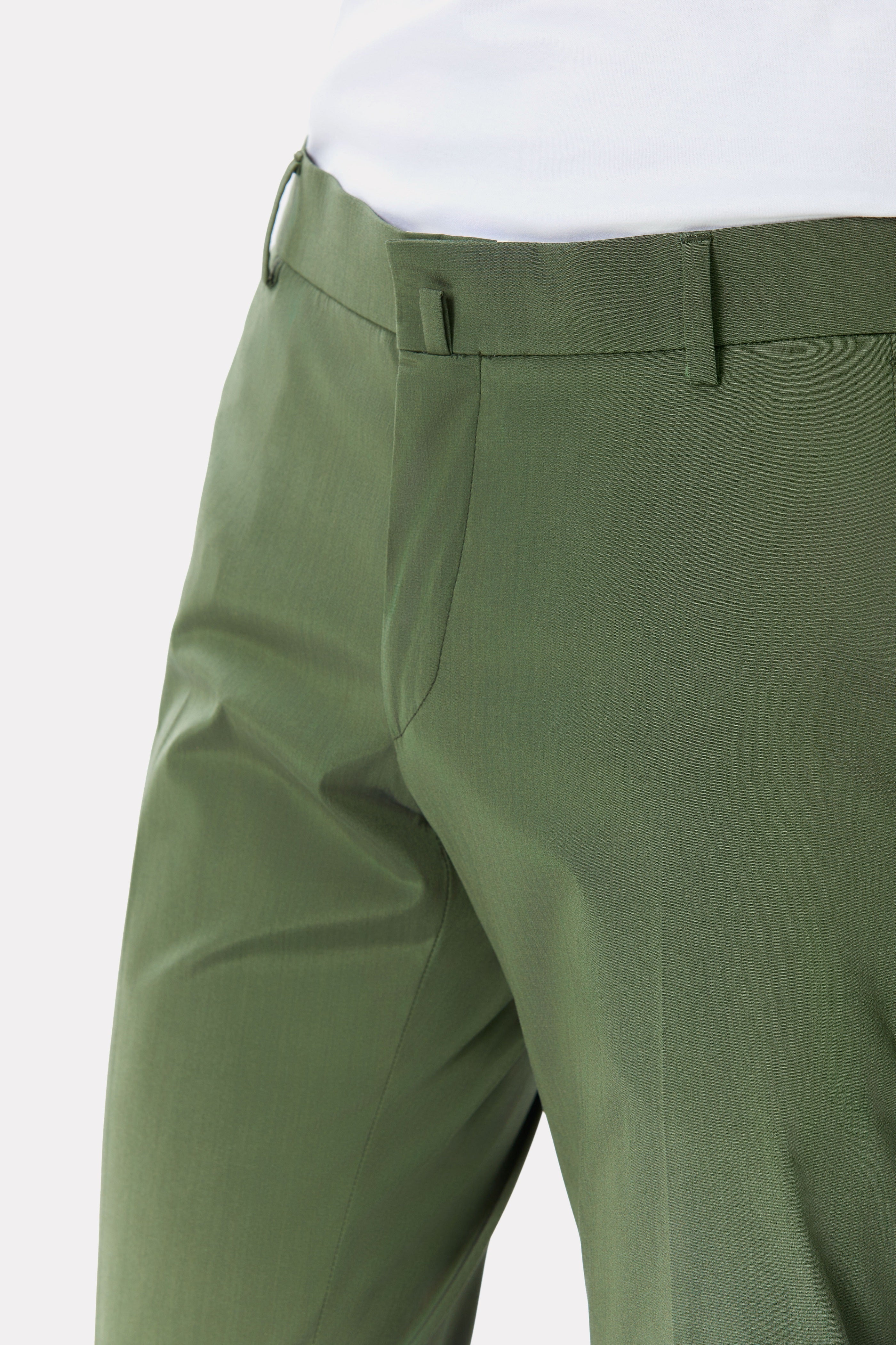 Silk blend techno khaki pants