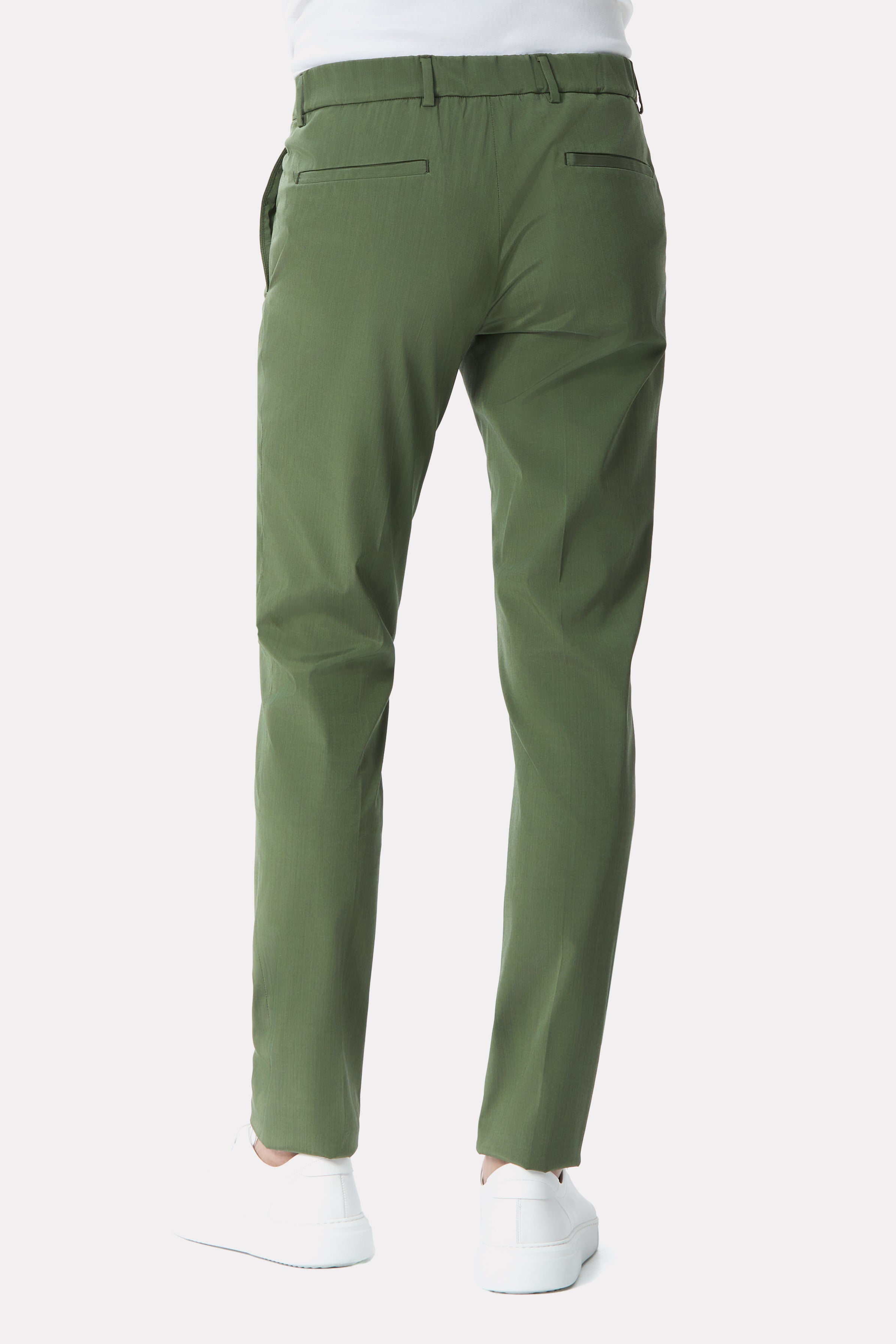 Silk blend techno khaki pants