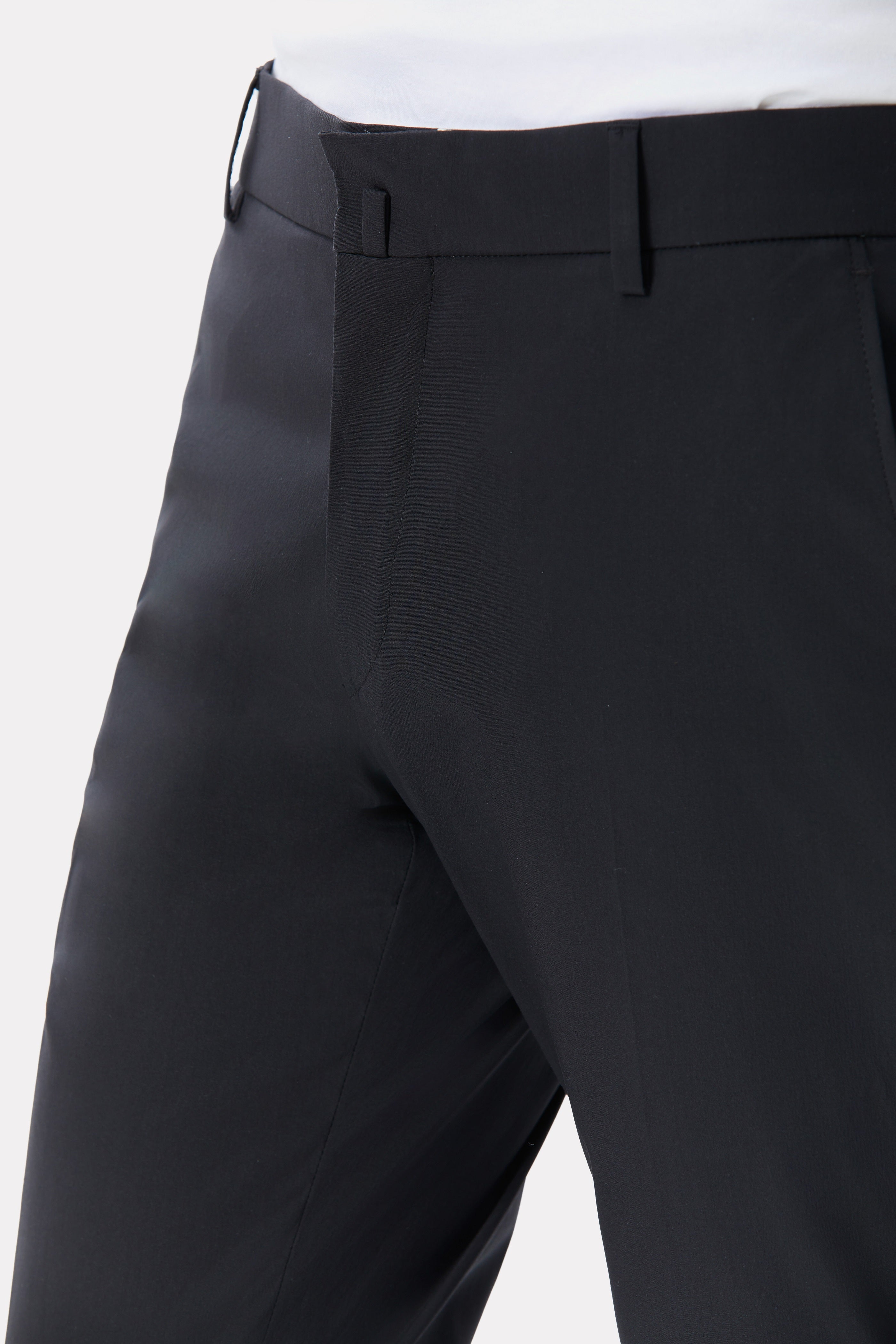 Black silk blend techno pants