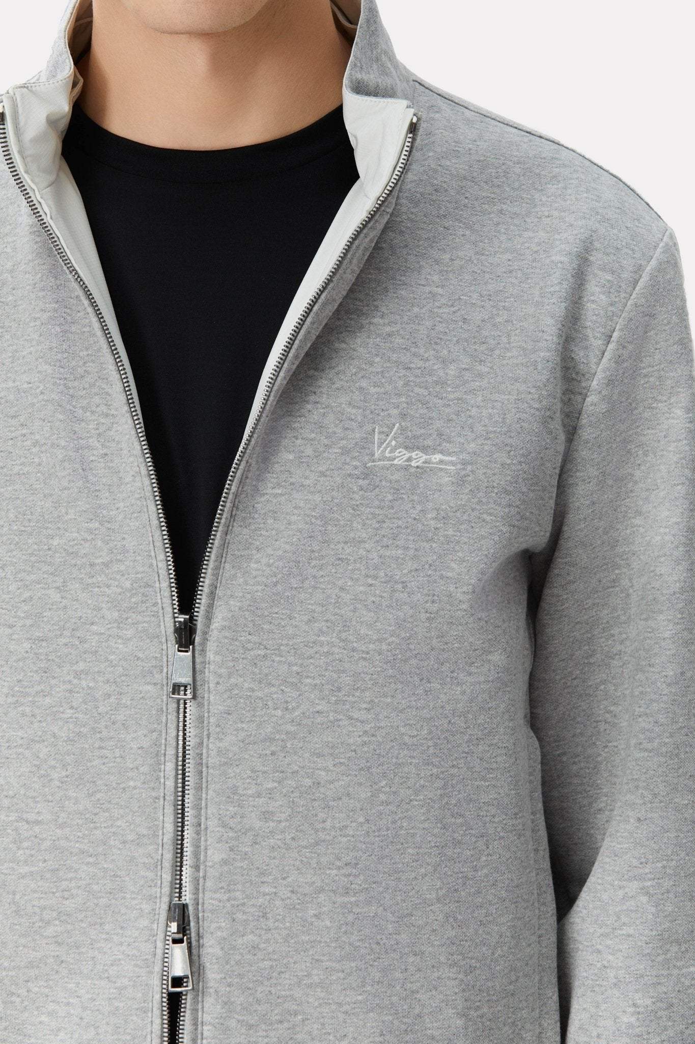 White/gray reversible jacket made of techno fabric and wool
