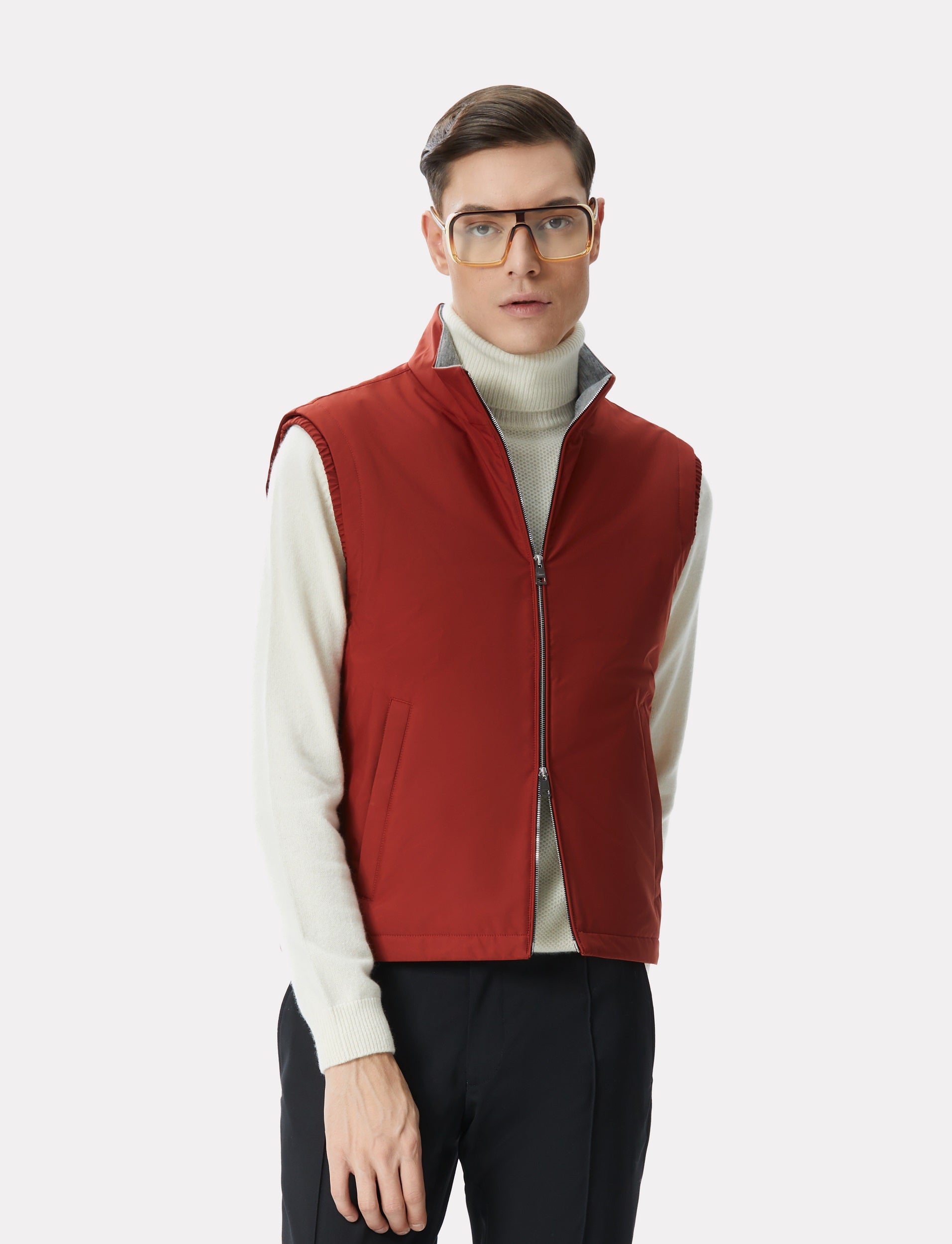 Terracotta vest with cashmere lining