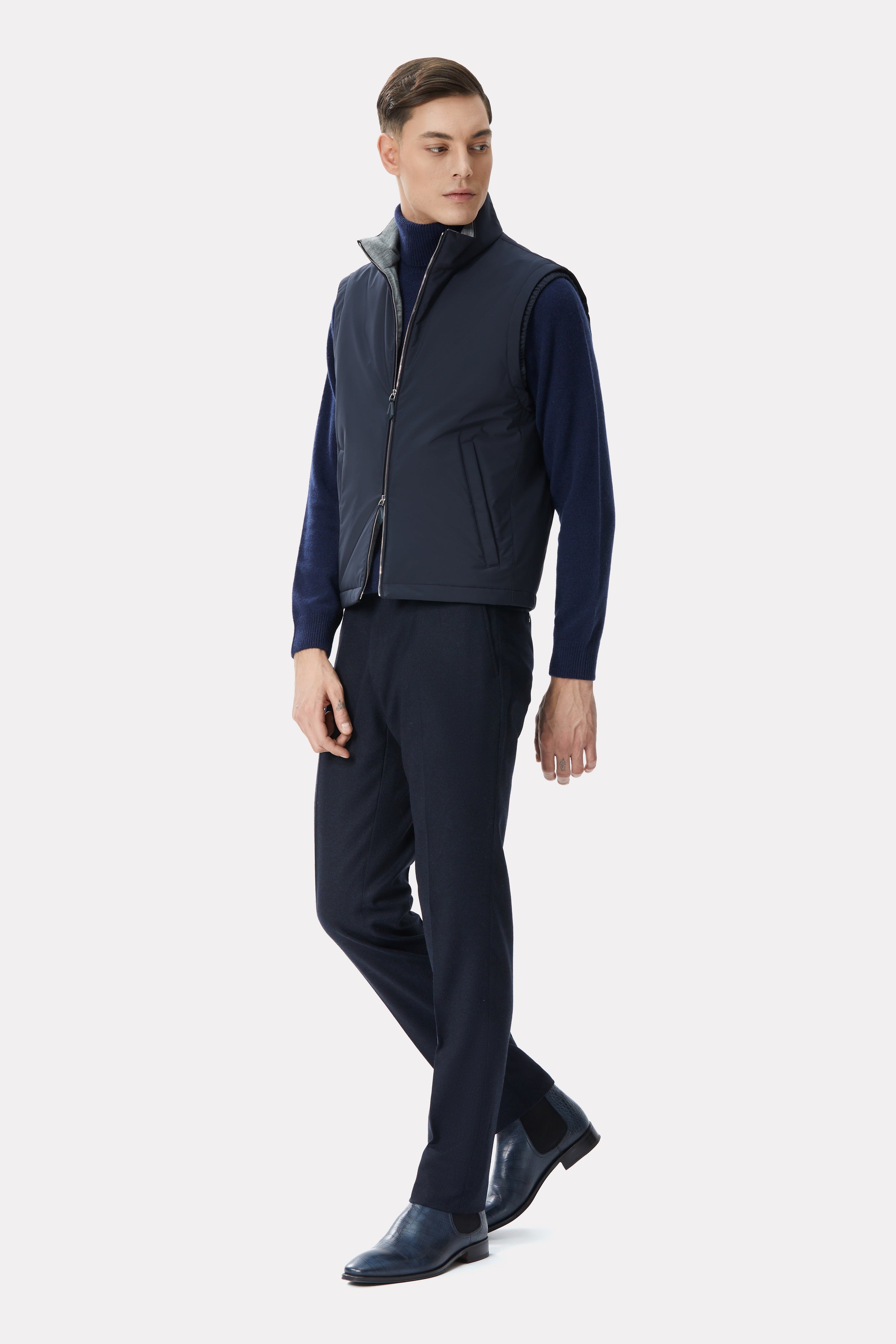 Navy vest with cashmere lining