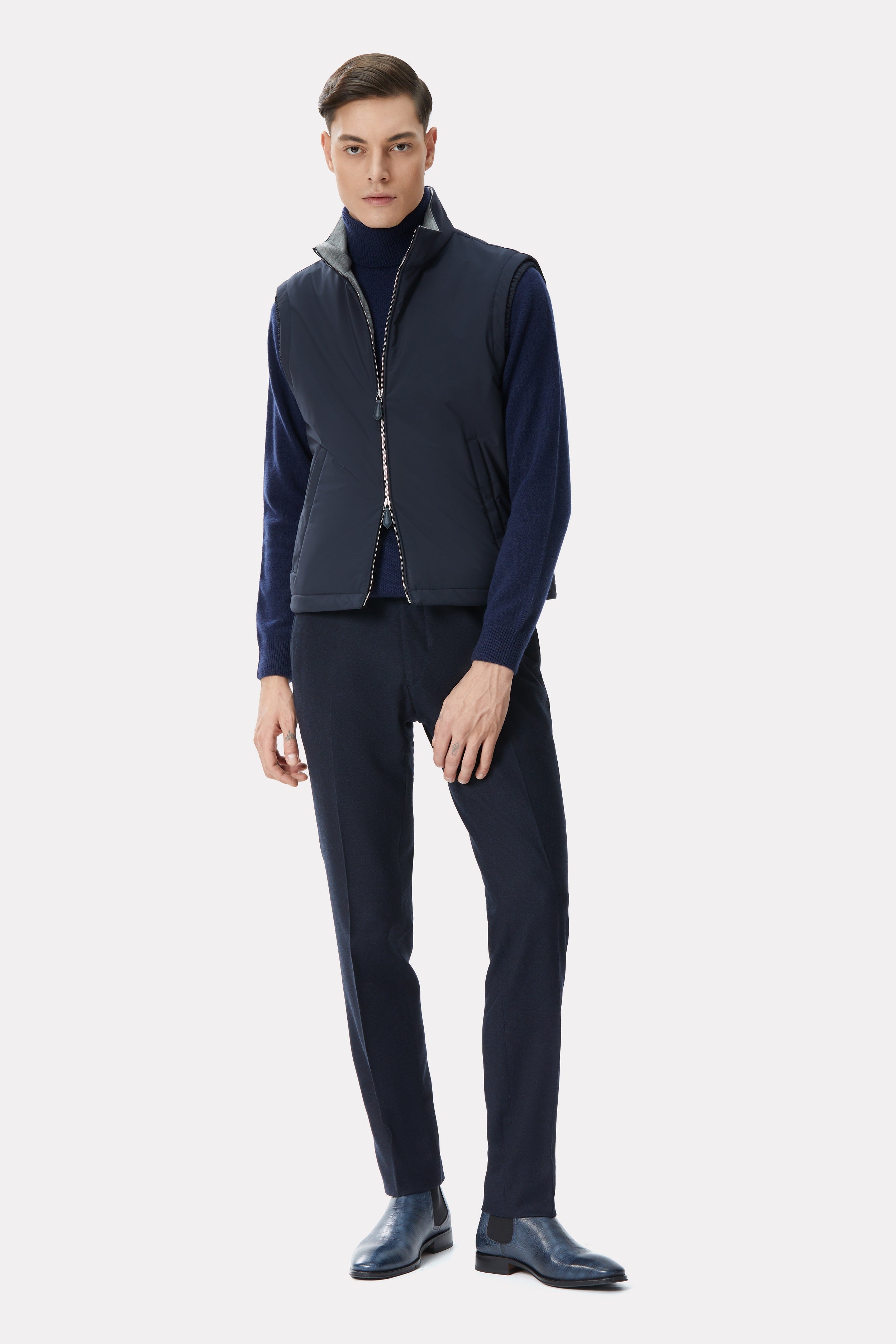 Navy vest with cashmere lining