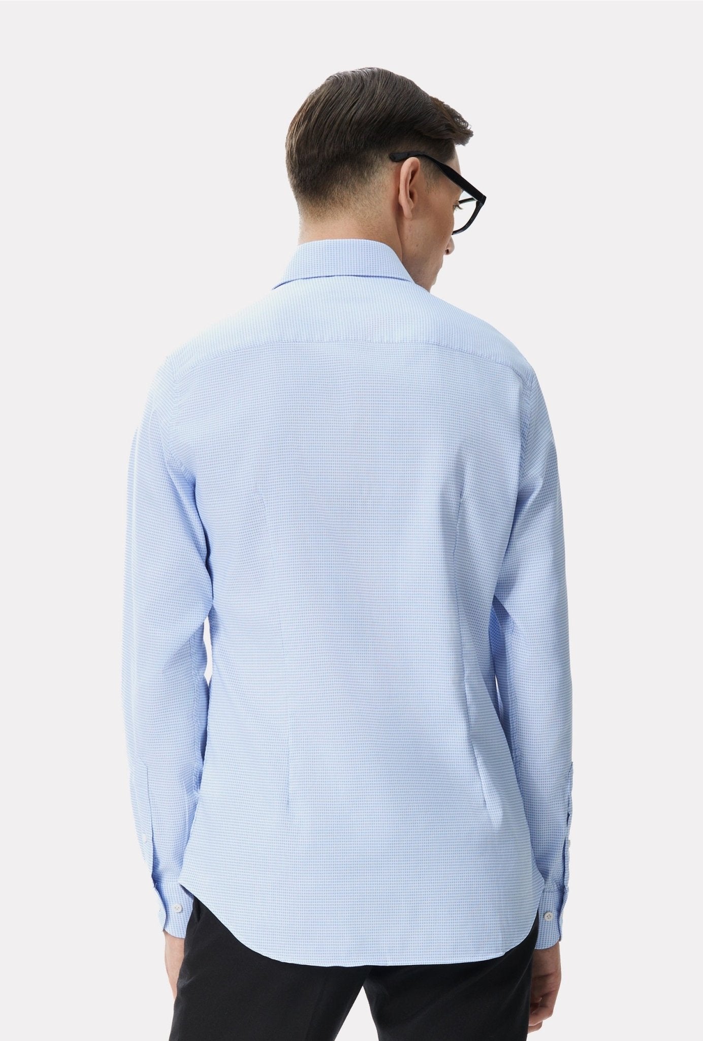 Camasa alba din jerseu in carouri bleu - Viggo