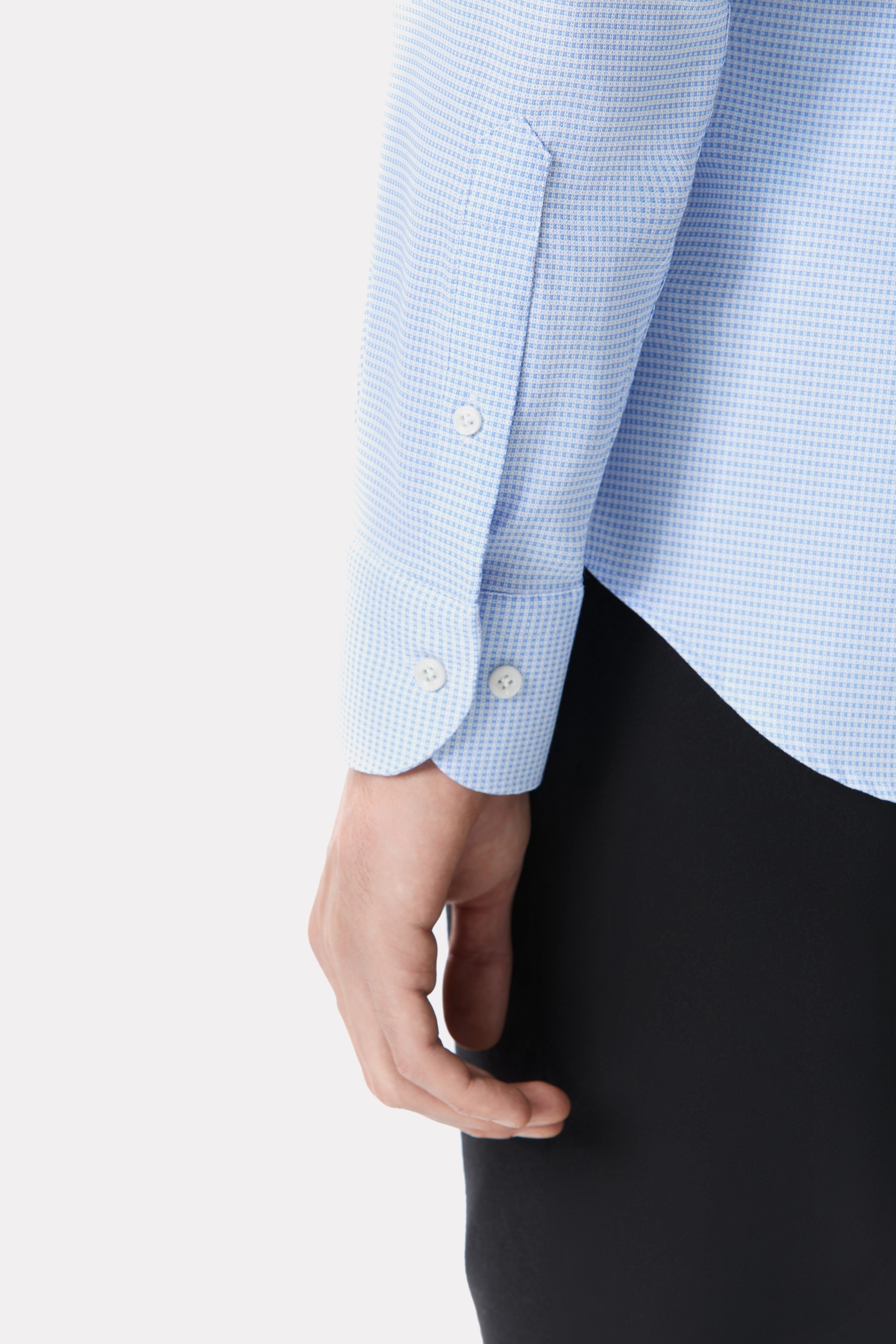 White jersey shirt with blue checks