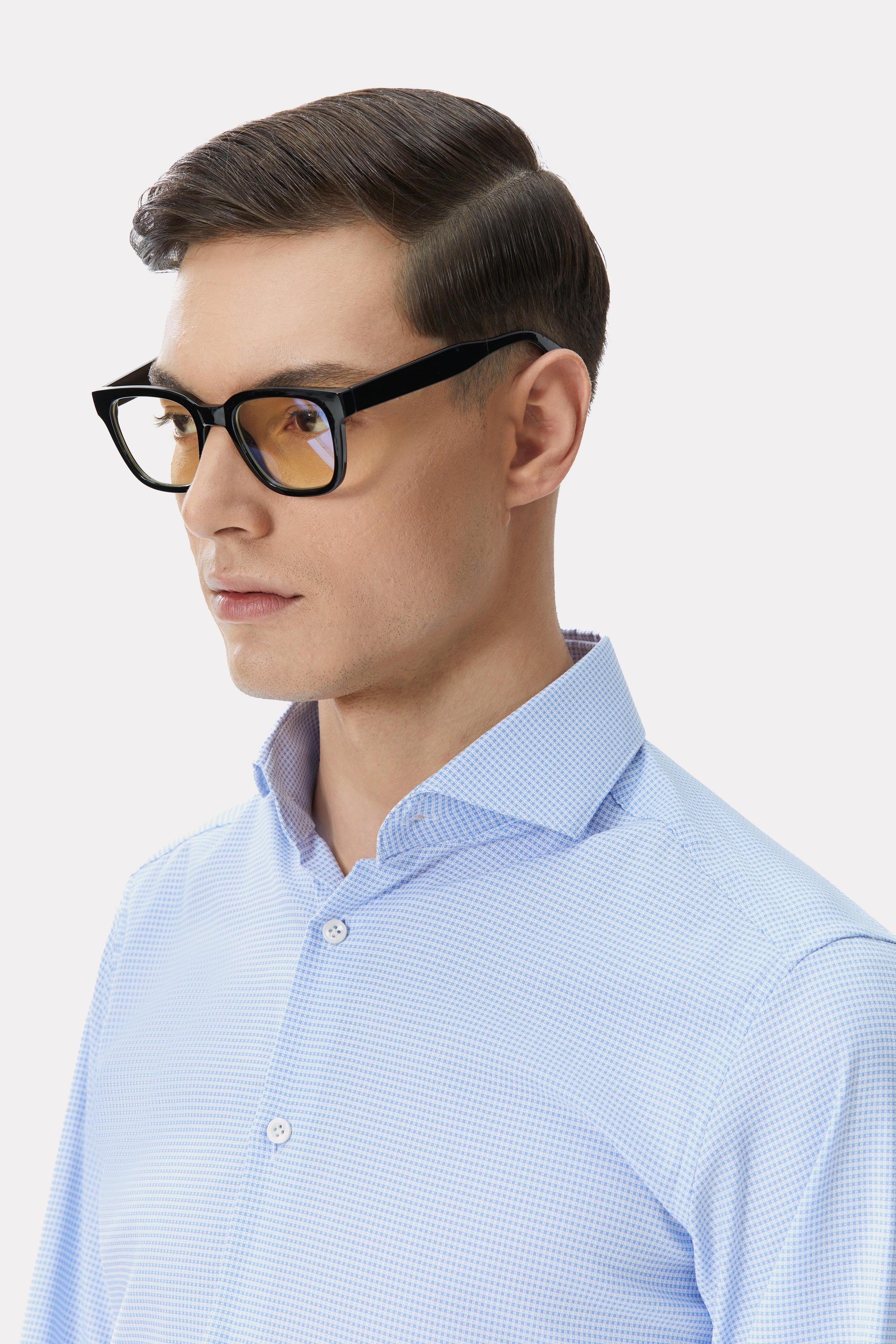 White jersey shirt with blue checks
