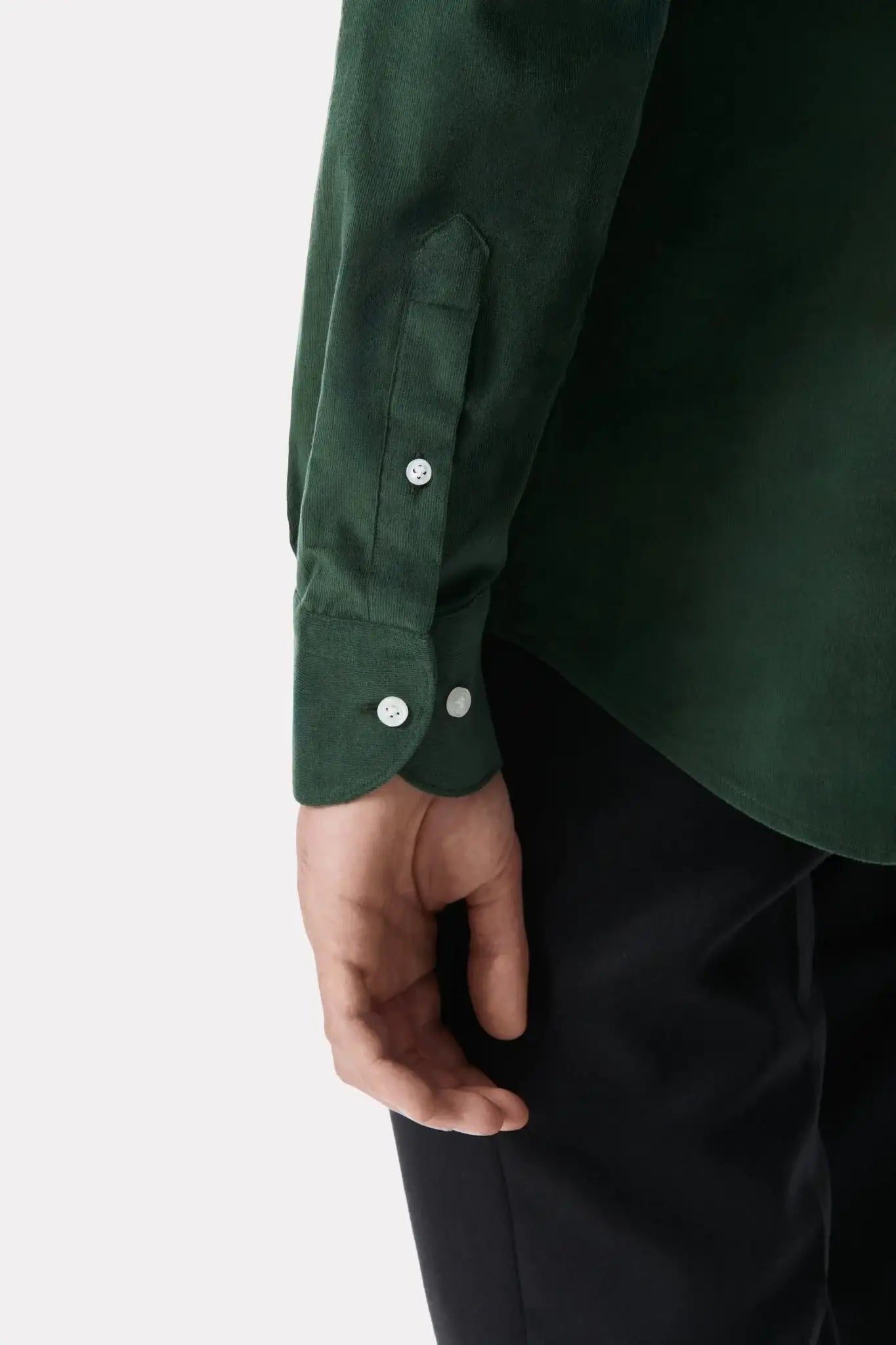 Green fine ribbed shirt