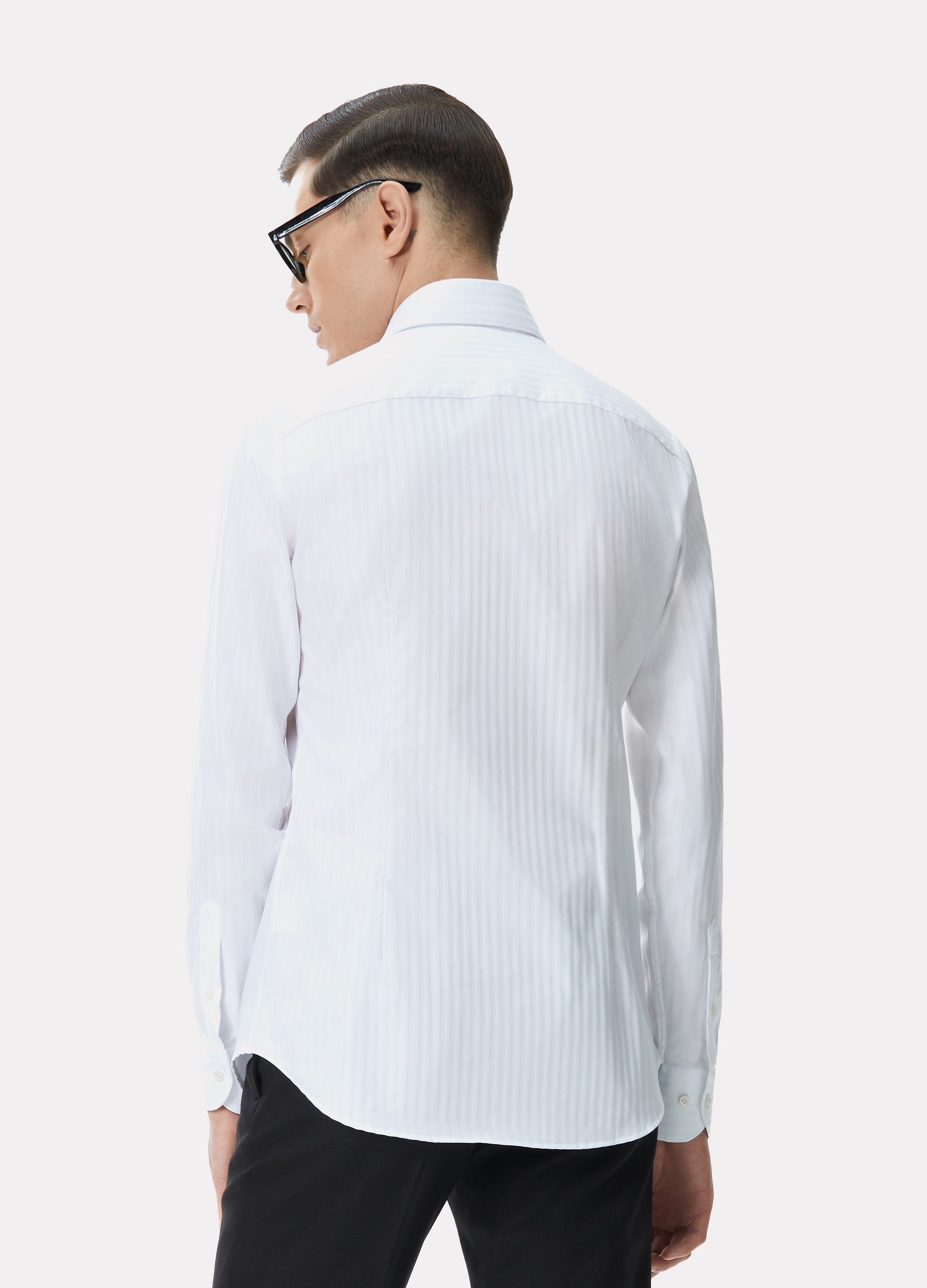 White shirt with tone-on-tone stripes
