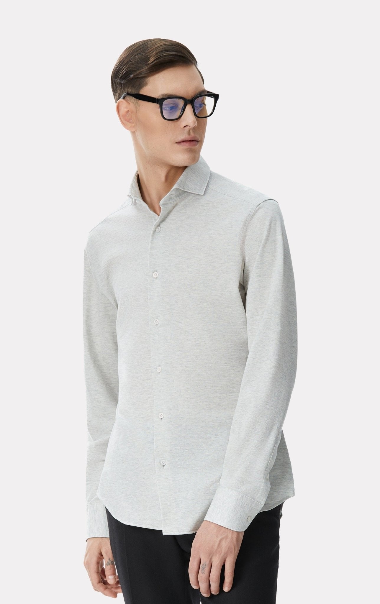 Grey birdseye shirt Viggo Tailoring